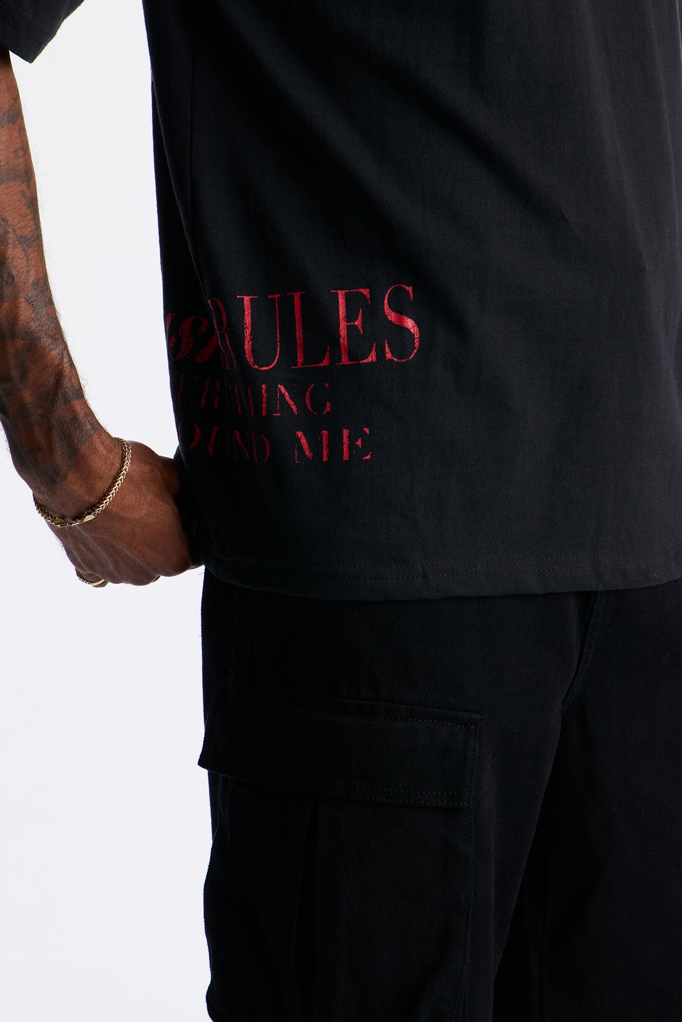 Money Talks Cash Rules Oversized Short Sleeve Tee - Black Wash