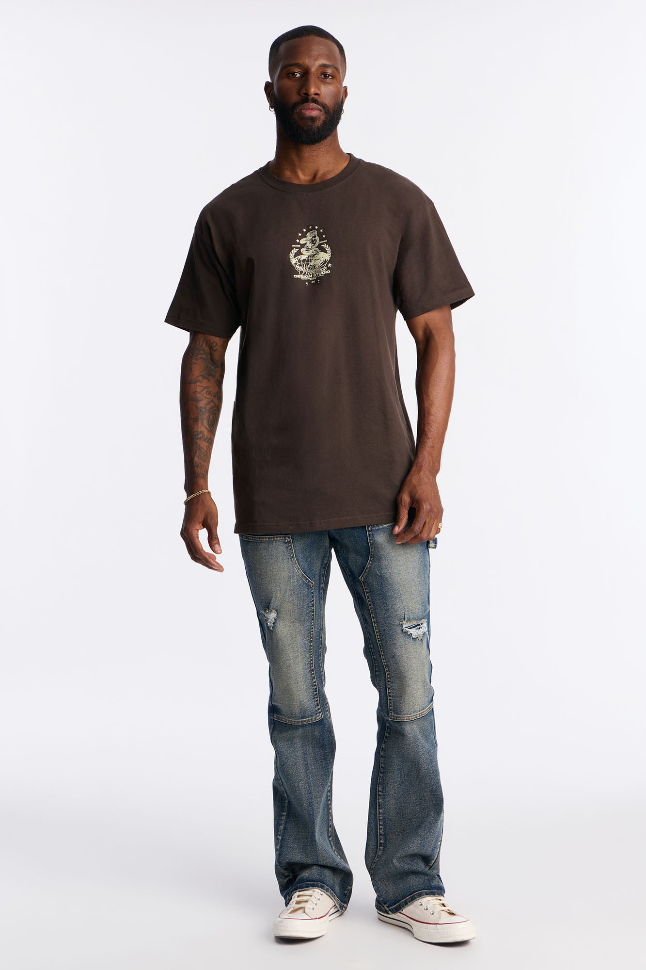 Stacked Skinny Flare Up To Me Carpenter Distressed Jean - Medium Wash