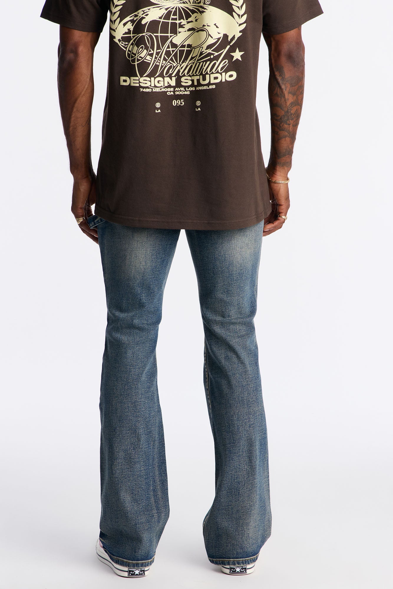 Stacked Skinny Flare Up To Me Carpenter Distressed Jean - Medium Wash