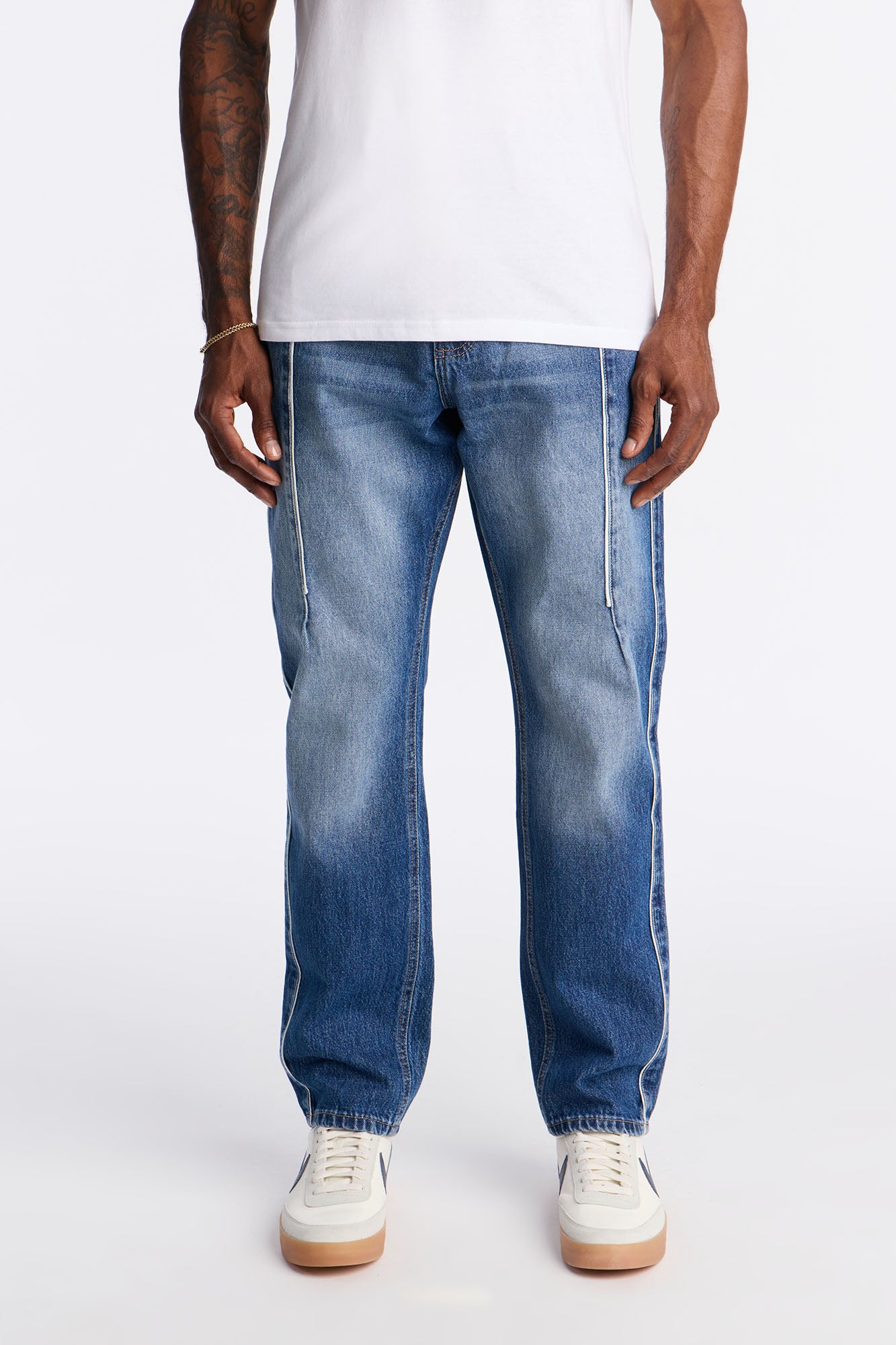 Slim Pipe Down Jean - Medium Blue Wash