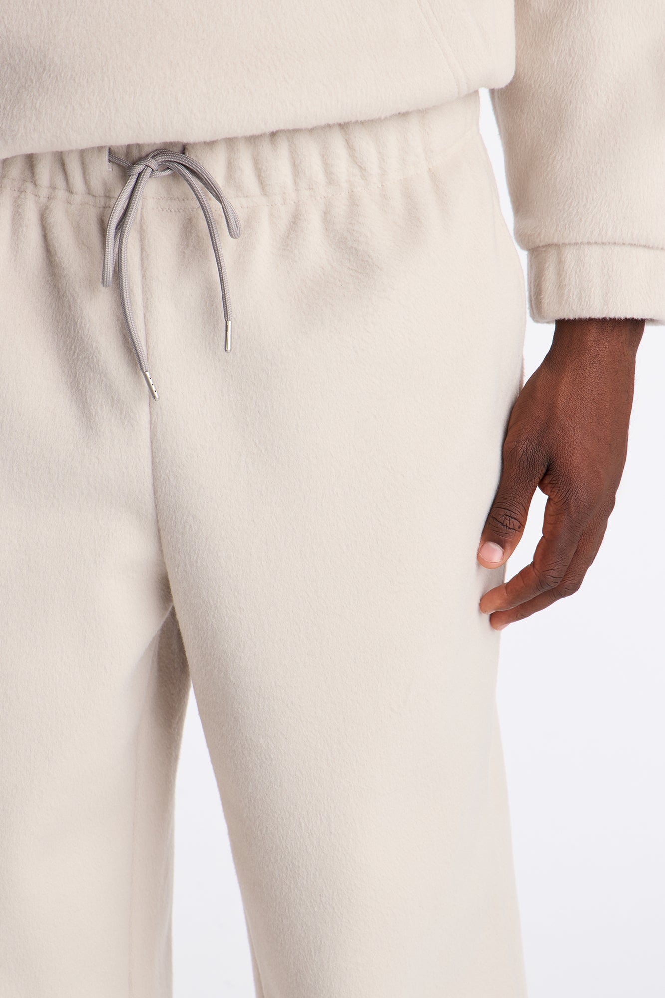 Fuzzy Textured Premium Straight Pants - Stone