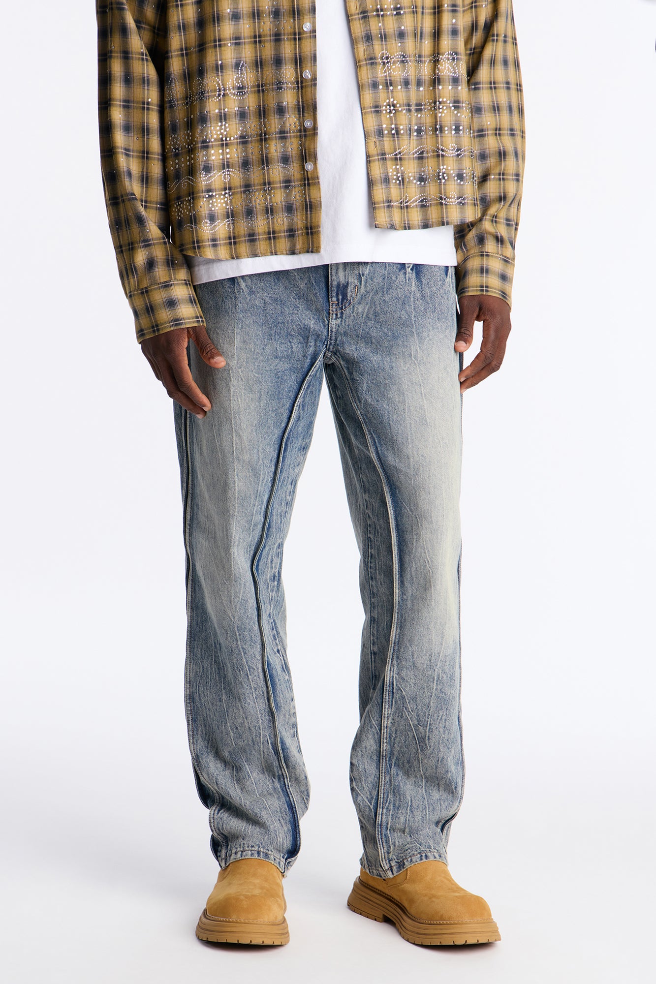 Straight Seams Down Jean - Medium Blue Wash