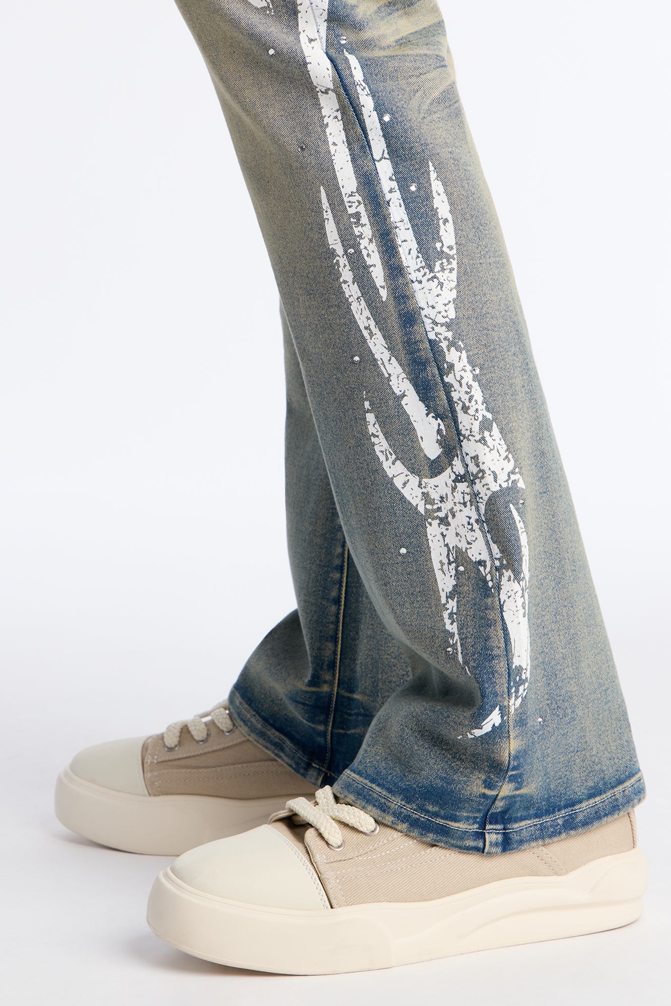 Stacked Skinny Flare Rockstar Life Jewel Jean - Light Wash