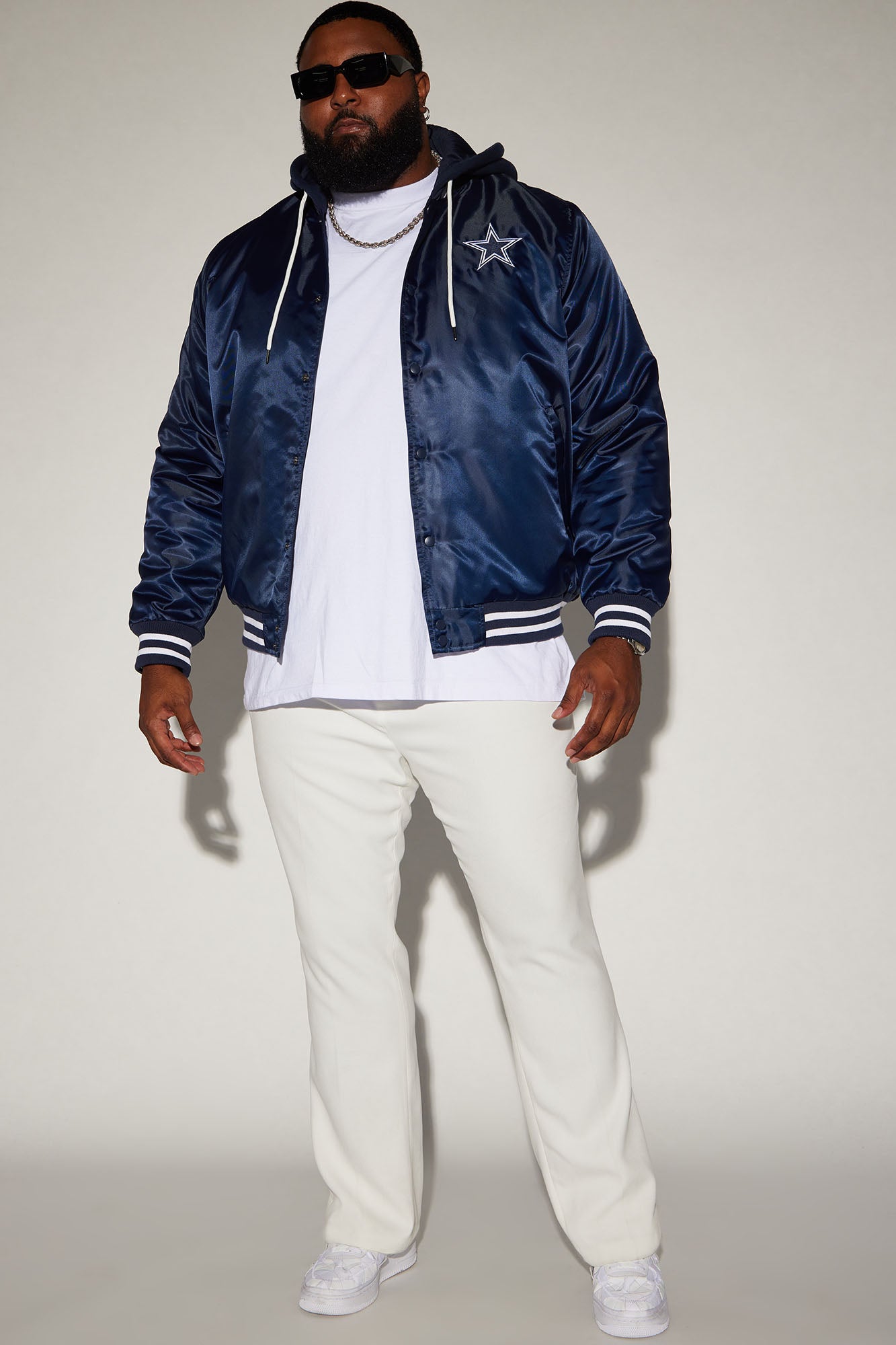 Cowboys Hooded Bomber Jacket - Navy