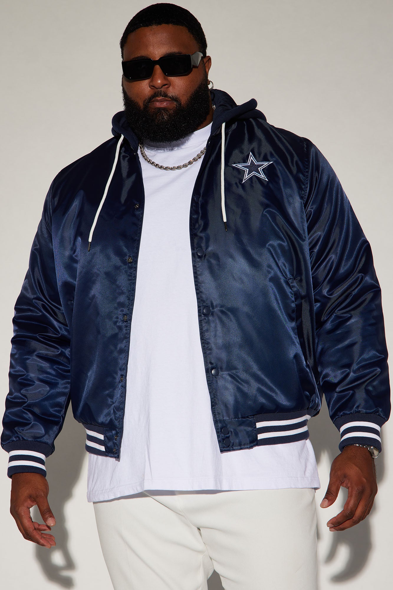 Cowboys Hooded Bomber Jacket - Navy