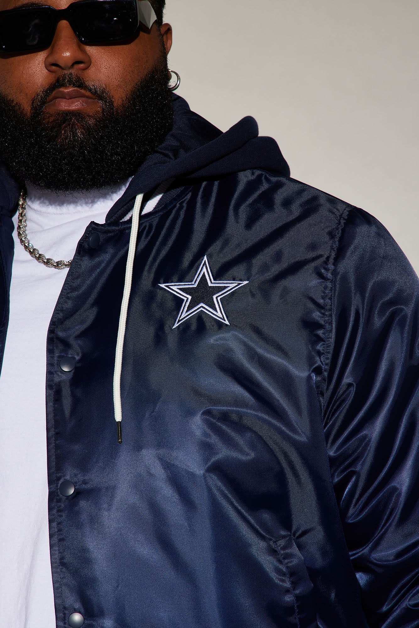 Cowboys Hooded Bomber Jacket - Navy