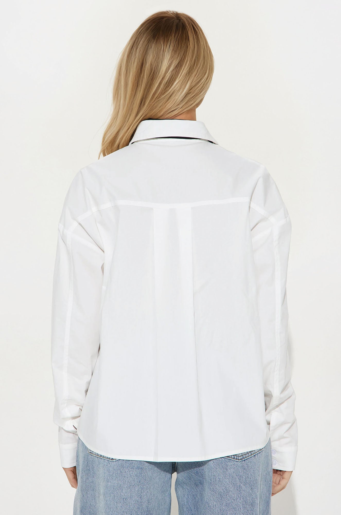 Always Proper Poplin Tie Shirt - White/Black