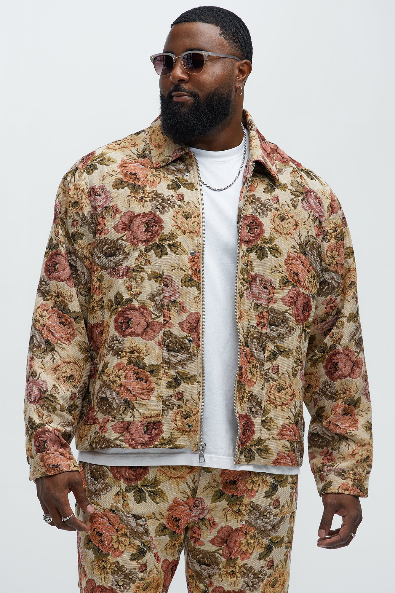Bellevue Floral Tapestry Work Jacket - Taupe/combo