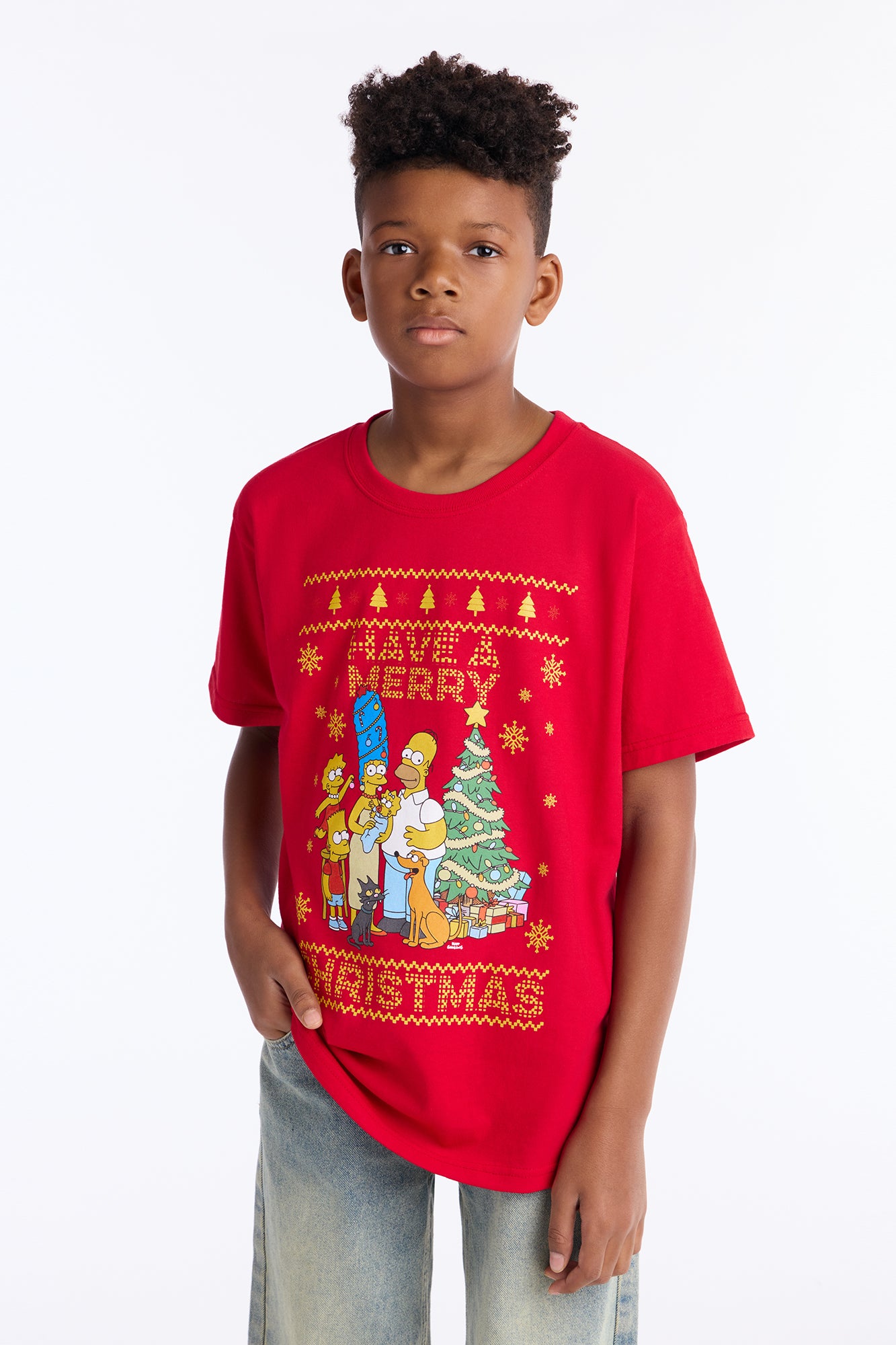 Mini The Simpsons Have A Merry Christmas Short Sleeve Tee - Red