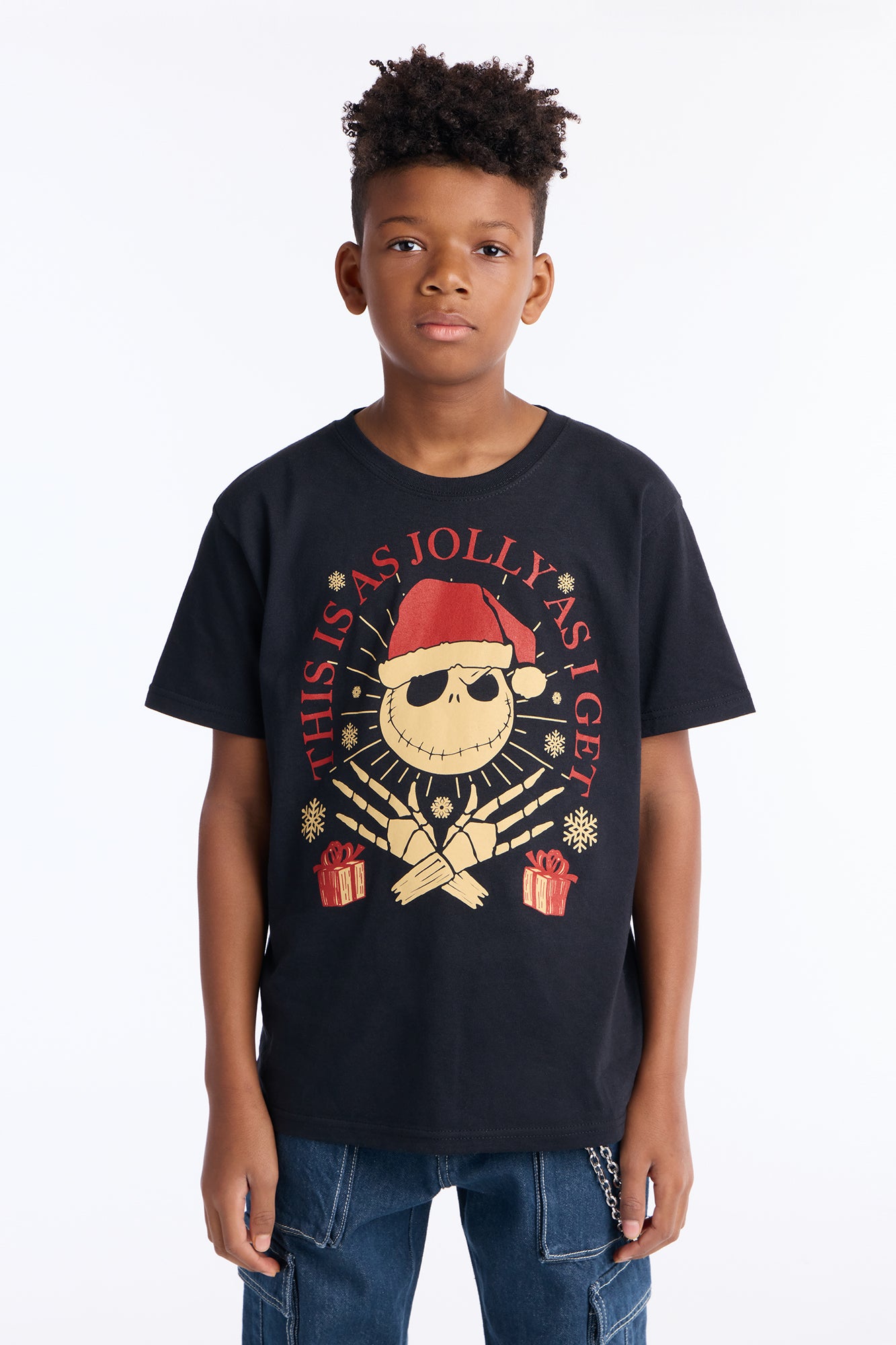 Mini Jack Skellington Jolly As I Get Short Sleeve Tee - Black