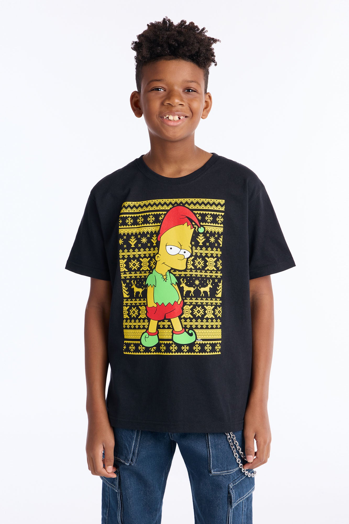 Mini Bart Simpson Fair Isle Short Sleeve Tee - Black