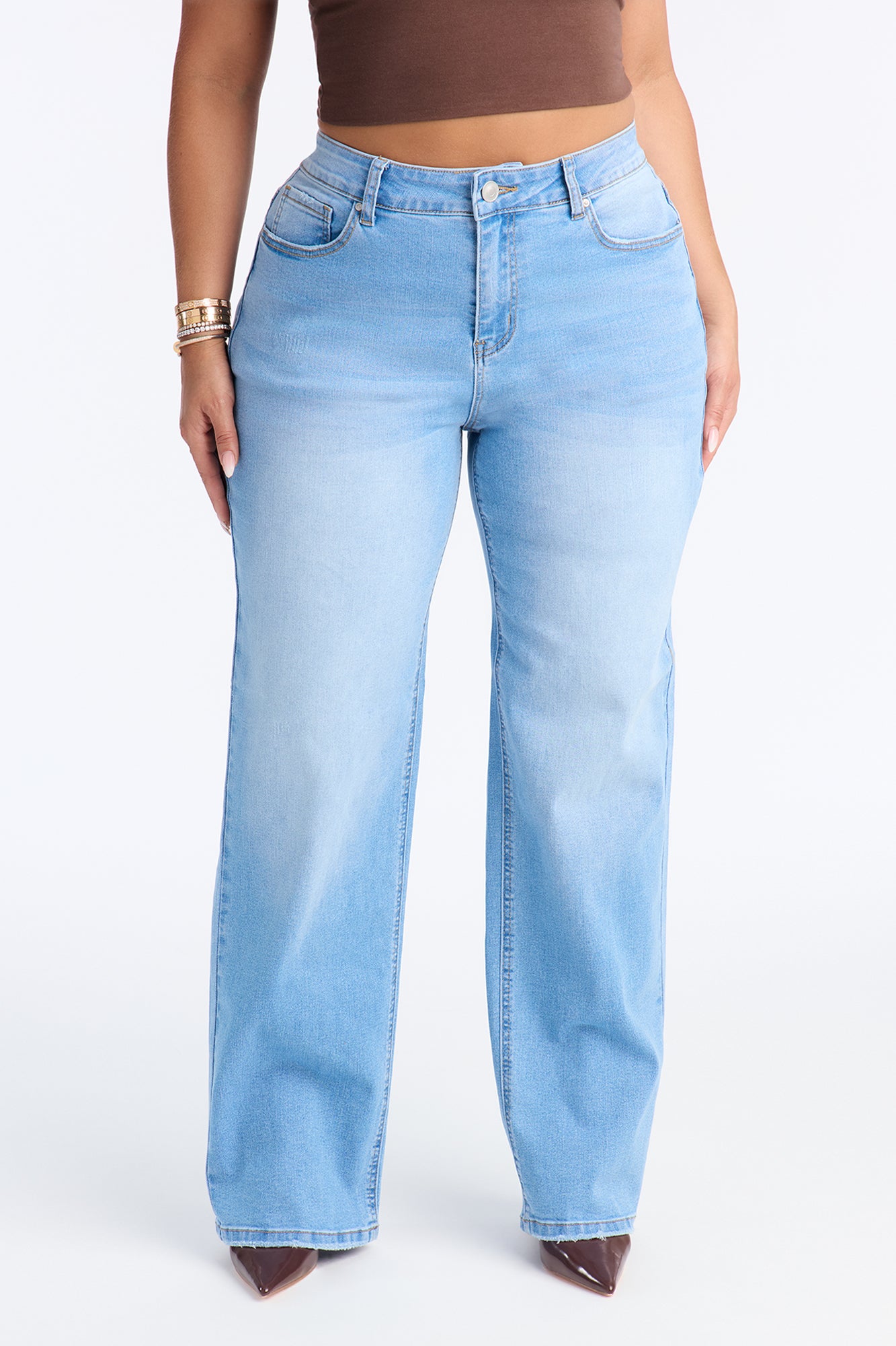 Lila High Rise Stretch Straight Leg Jeans - Light Wash
