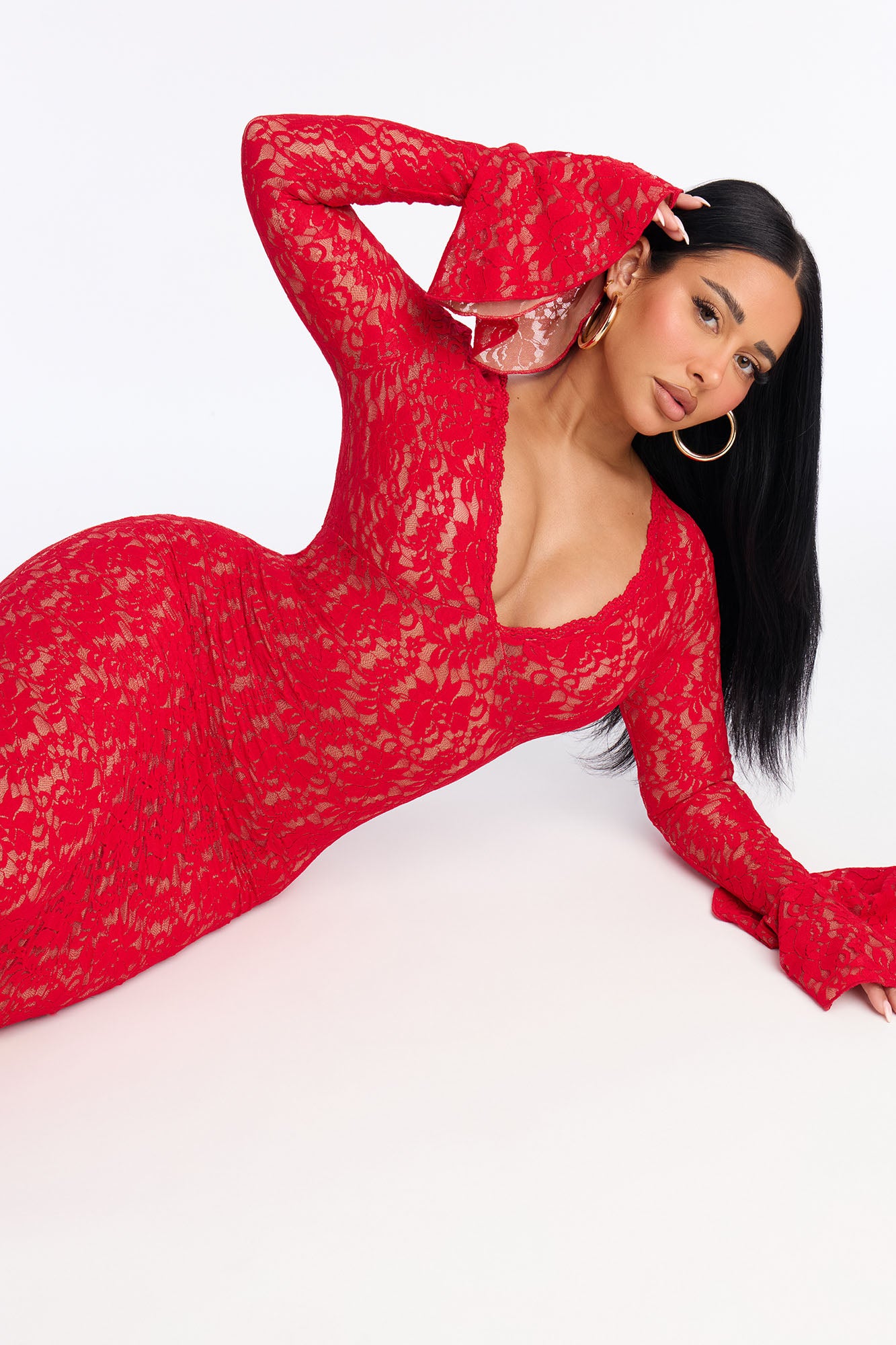 Good Girl Lace Maxi Dress - Red
