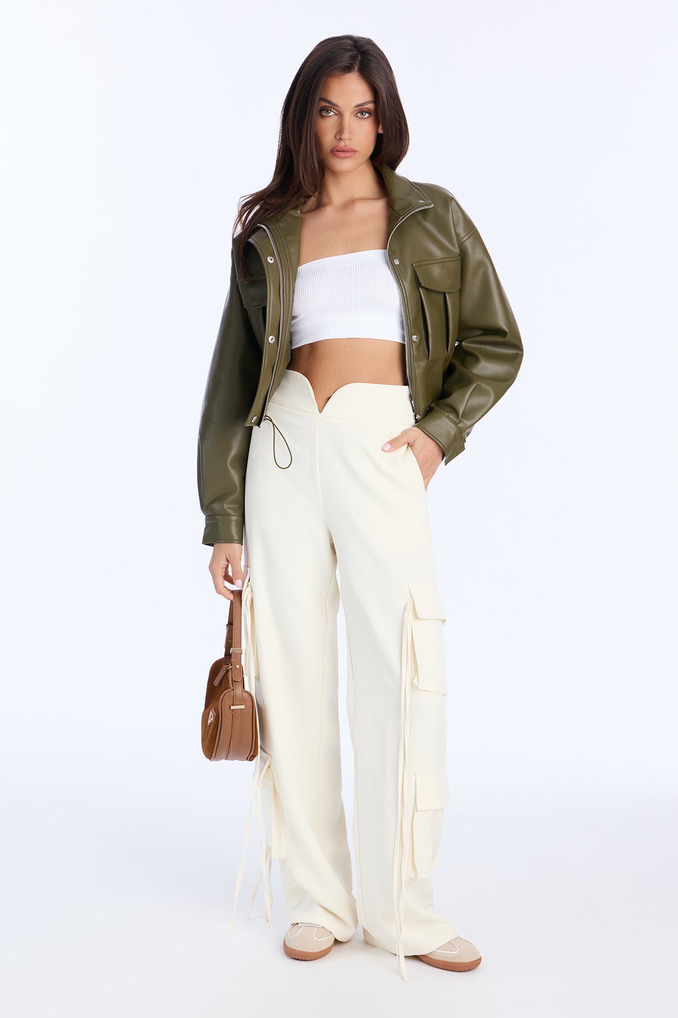 Morgan V Waist Cargo Pants 33 - Ivory