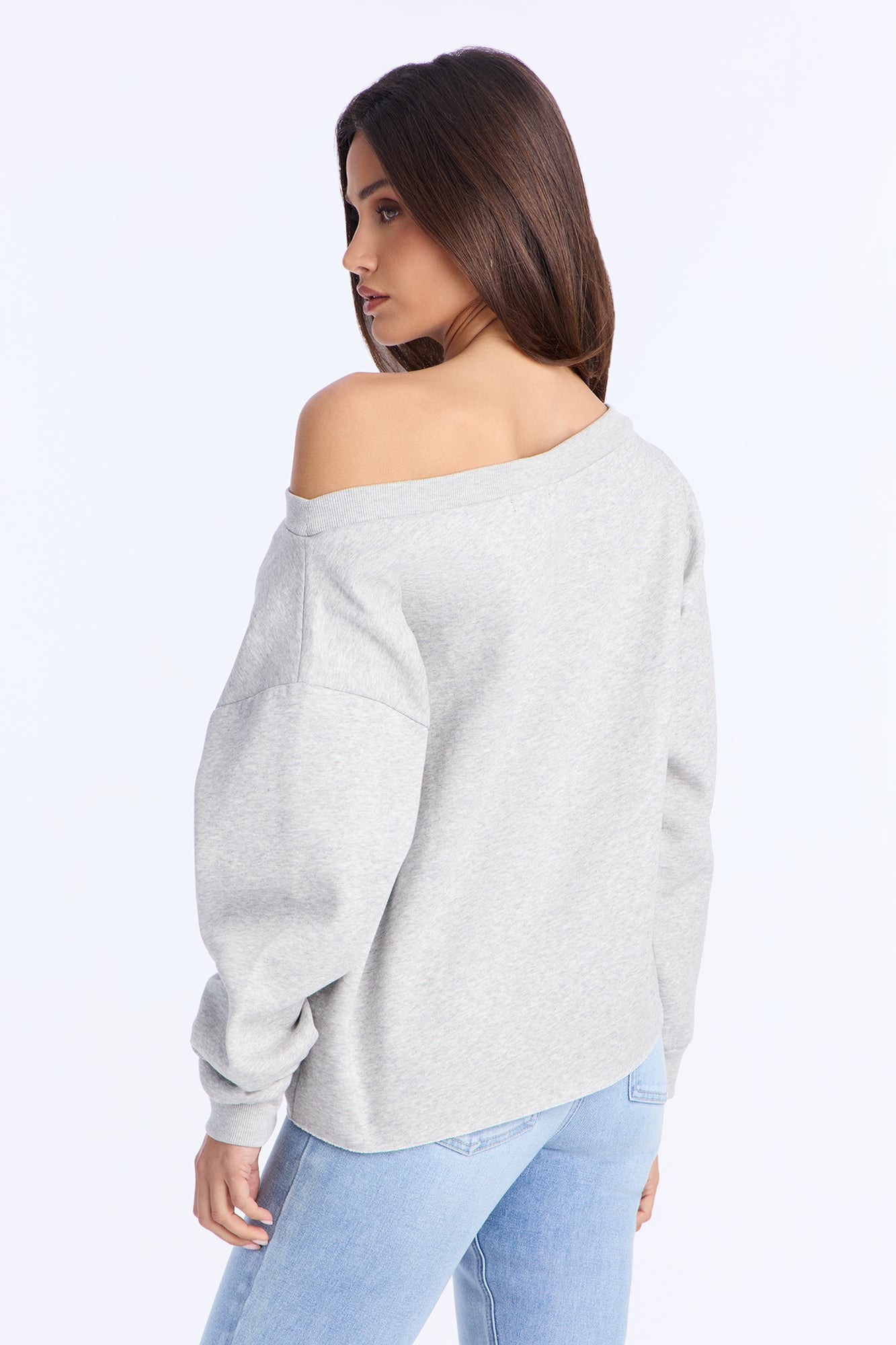 California Off Shoulder Sweatshirt - Heather Grey