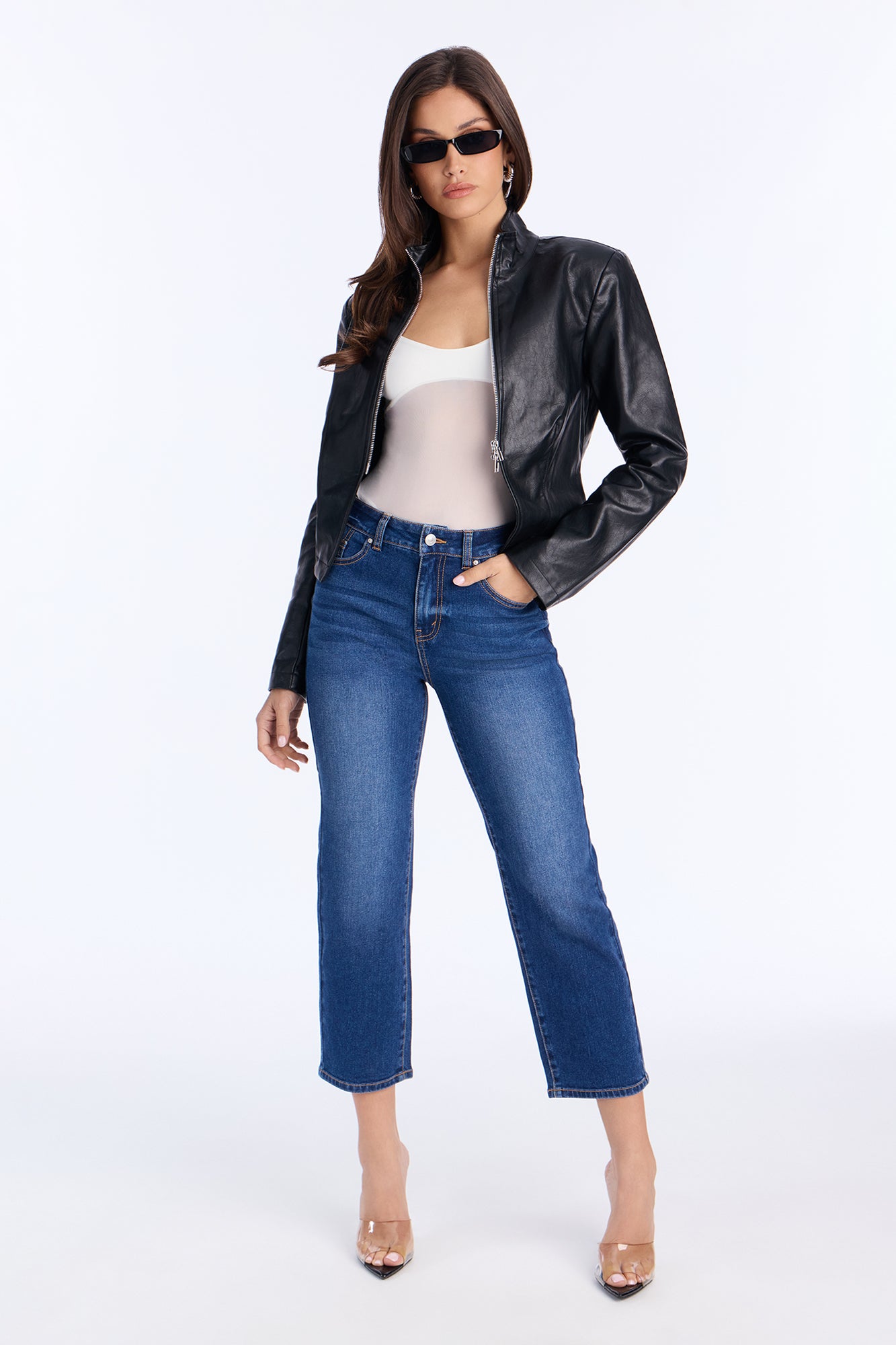 Leah Cropped Straight Leg Jeans - Dark Wash