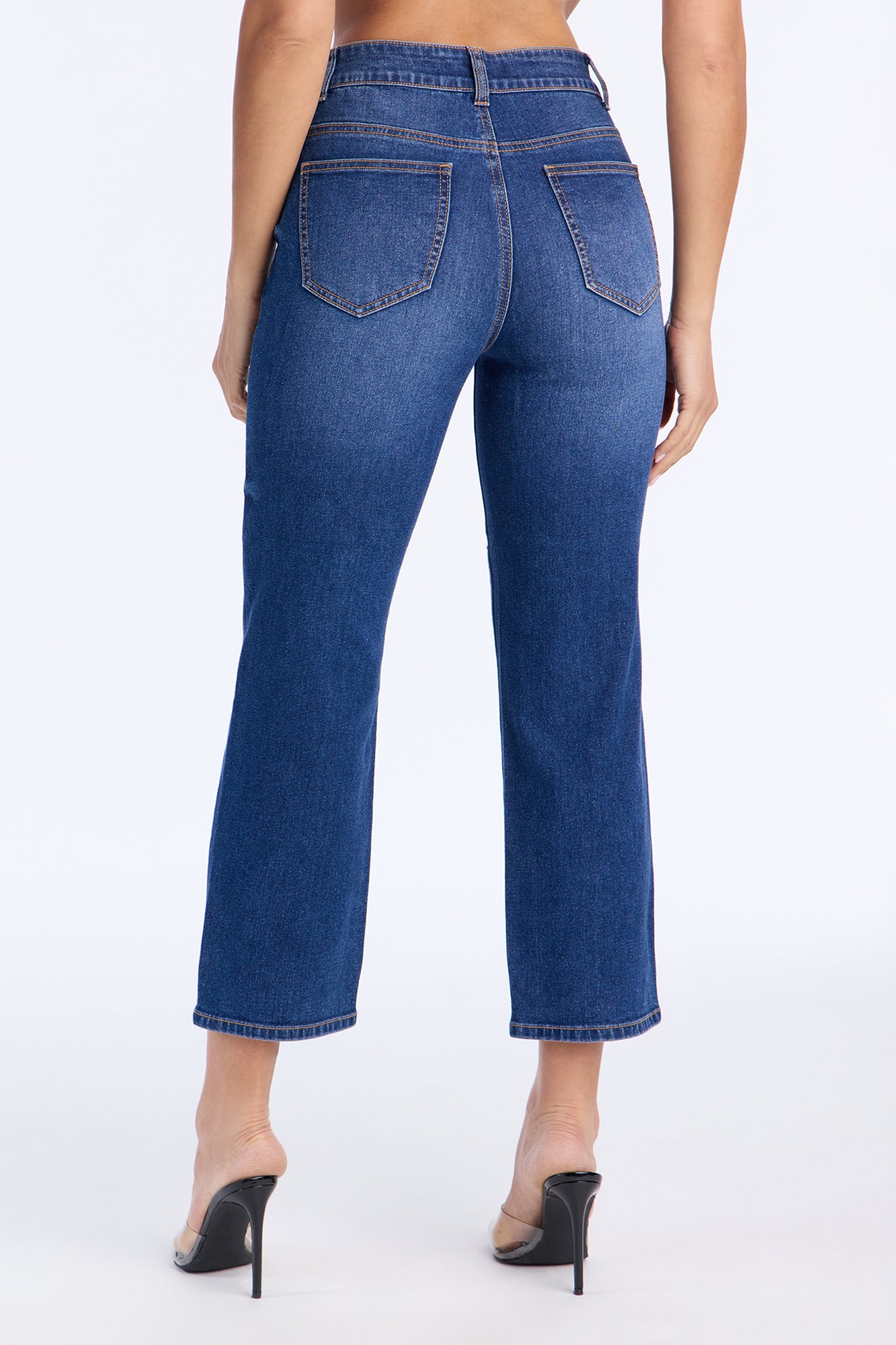 Leah Cropped Straight Leg Jeans - Dark Wash