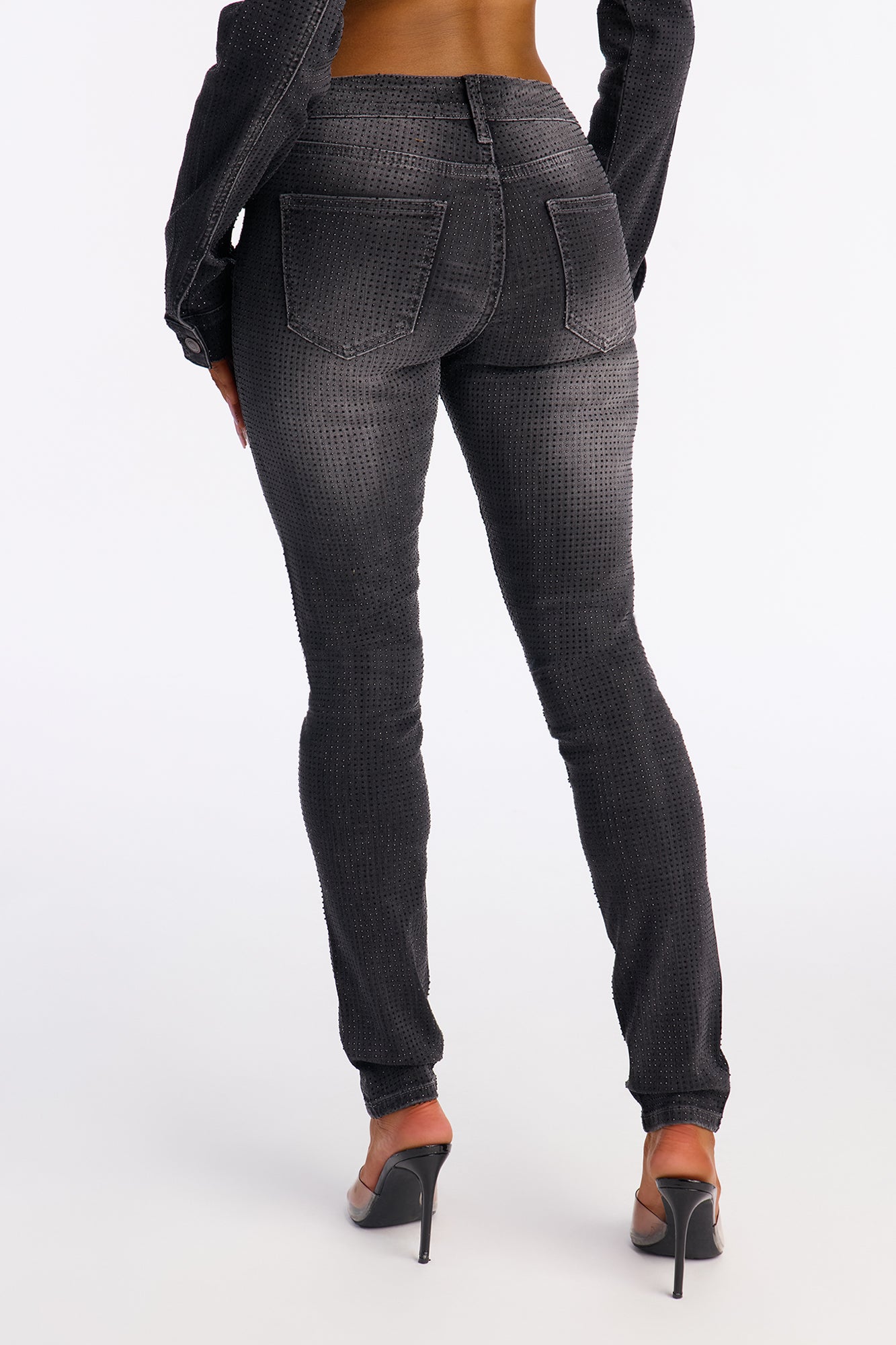 Ritzy & Glitzy Embellished Skinny Jeans - Black Wash
