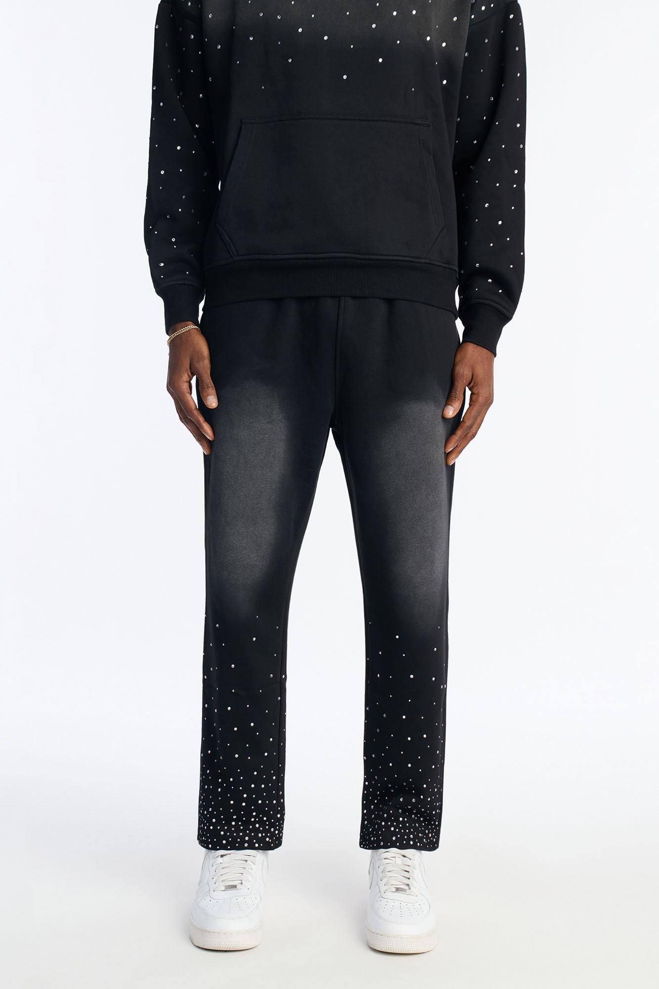 Run Them Rhinestones Relaxed Sweatpants - Black