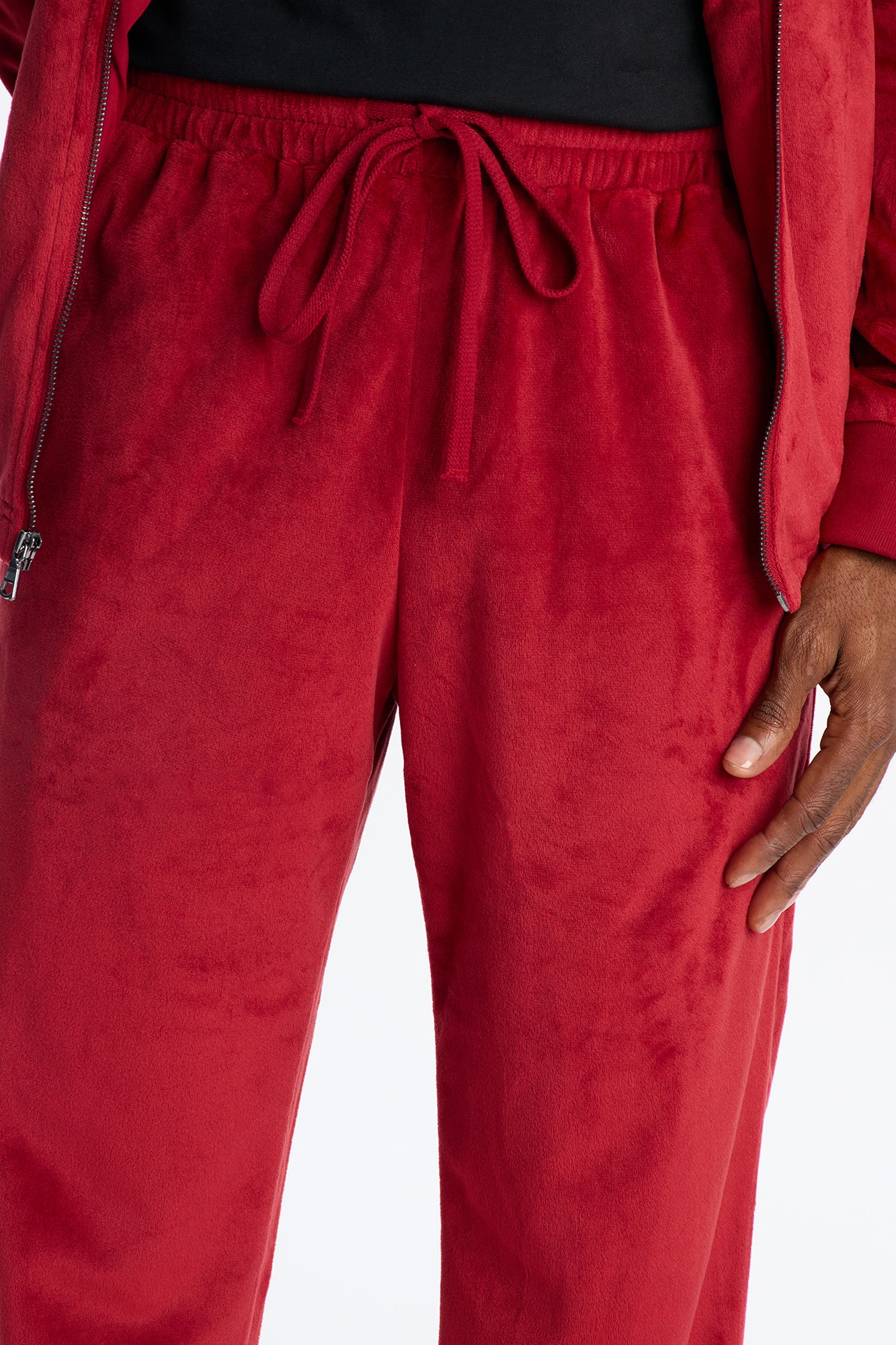 Straight Velour Pant - Burgundy