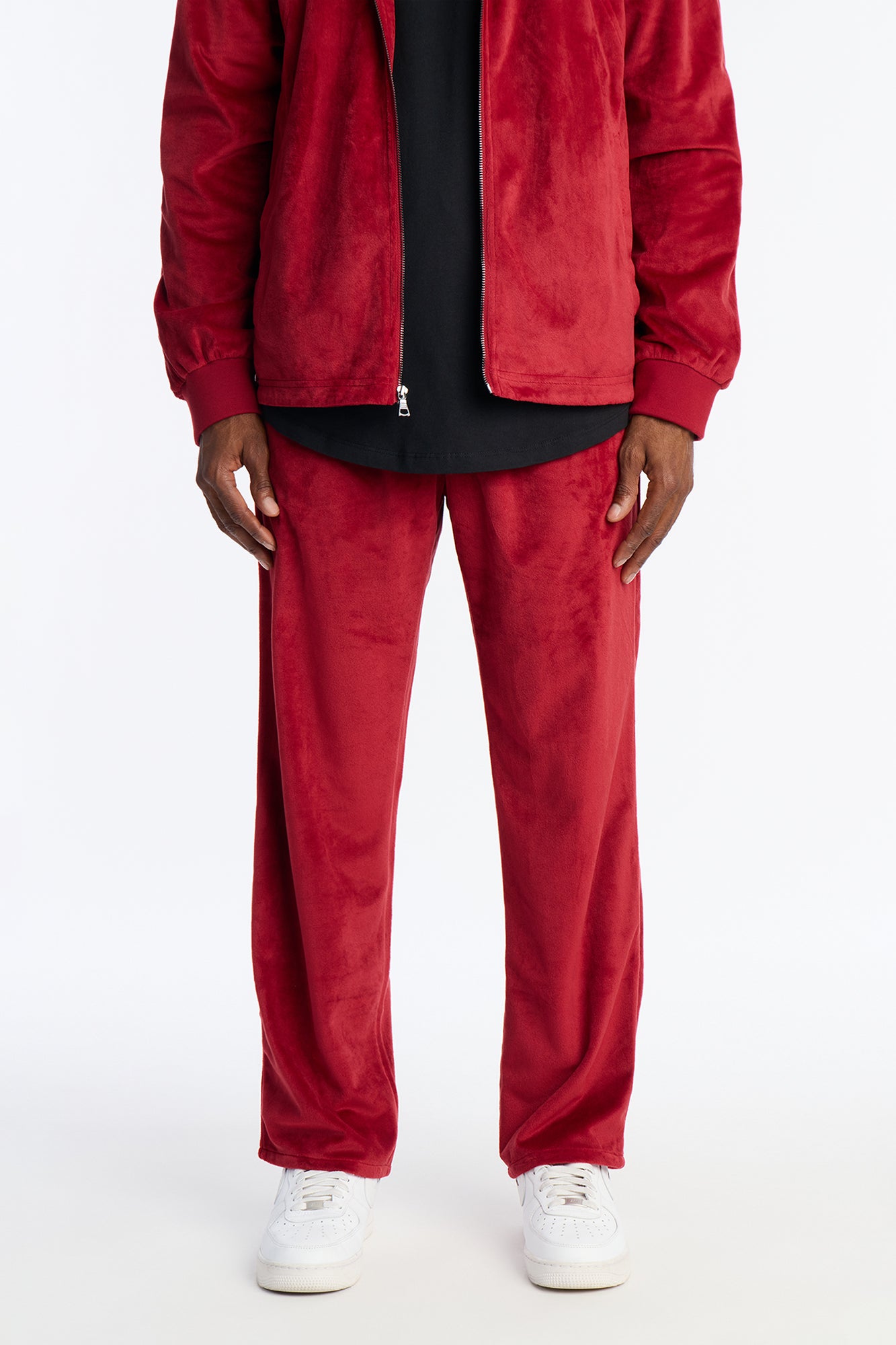 Straight Velour Pant - Burgundy