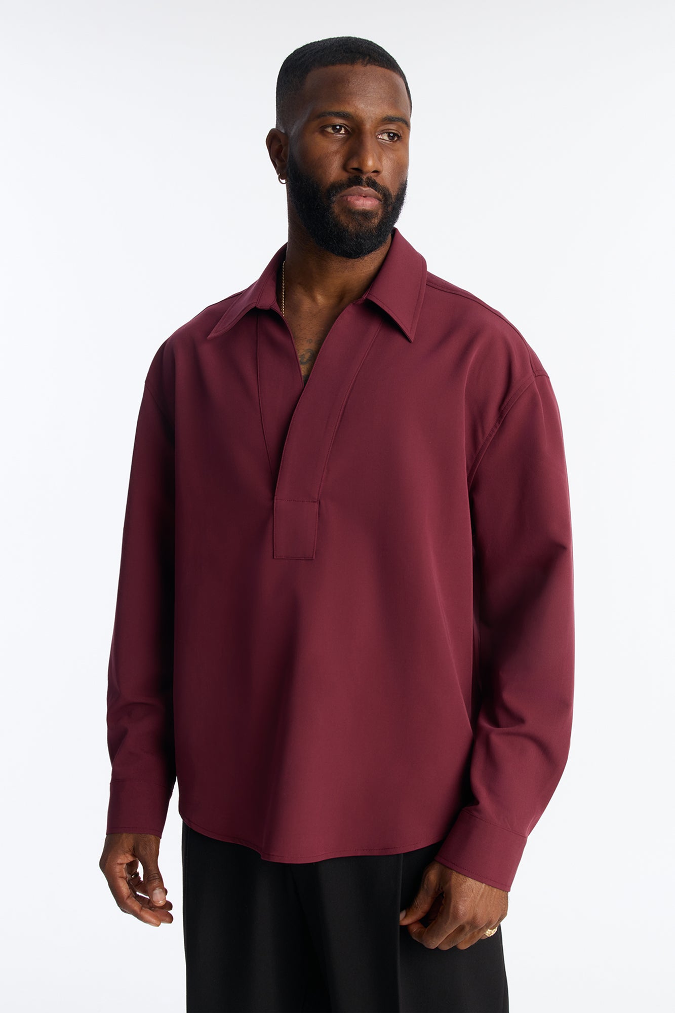 Relaxed Apex Chevron Tailored Shirt - Burgundy