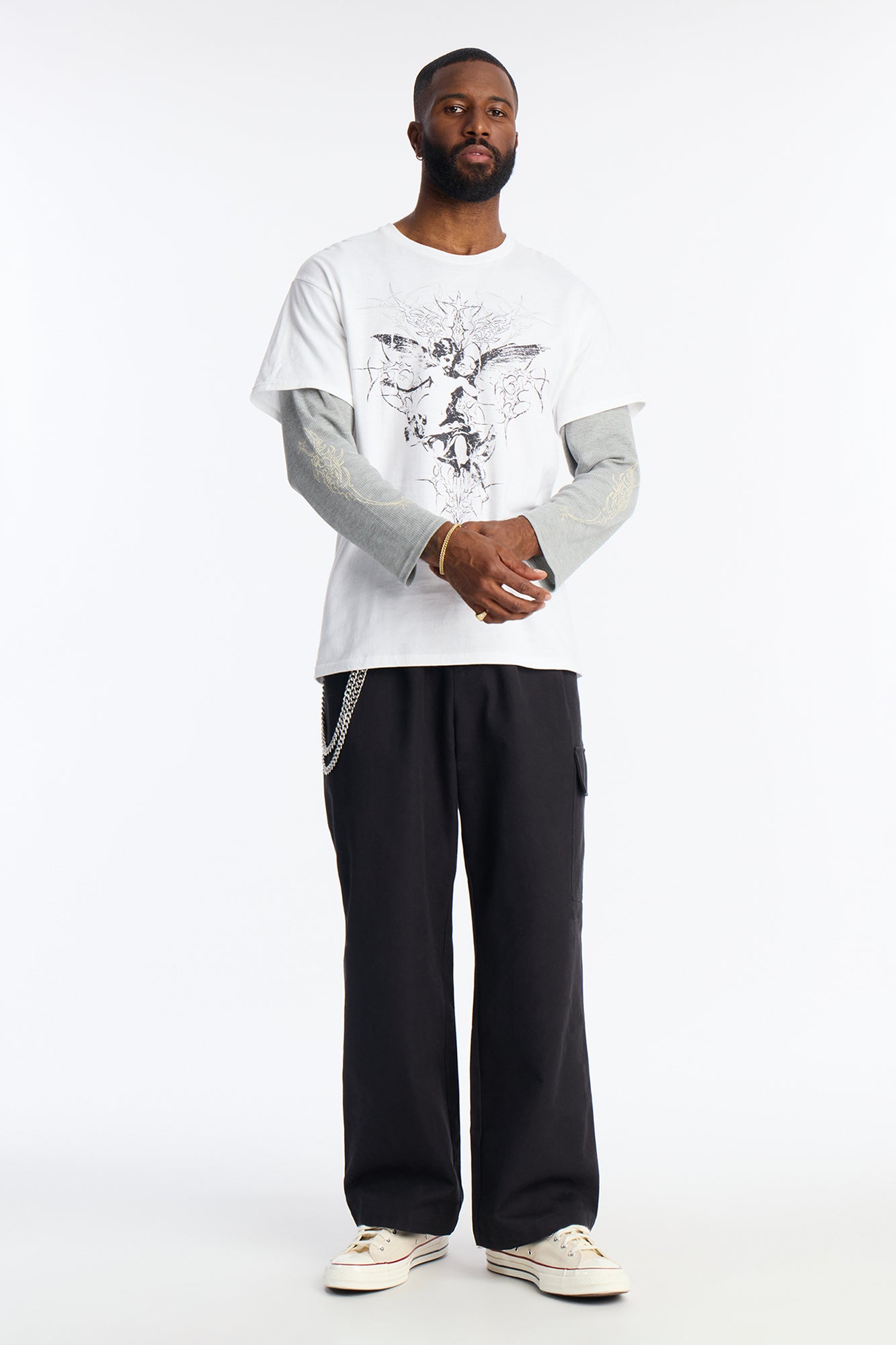 Angelic Thermal Twofer Tee - White/combo