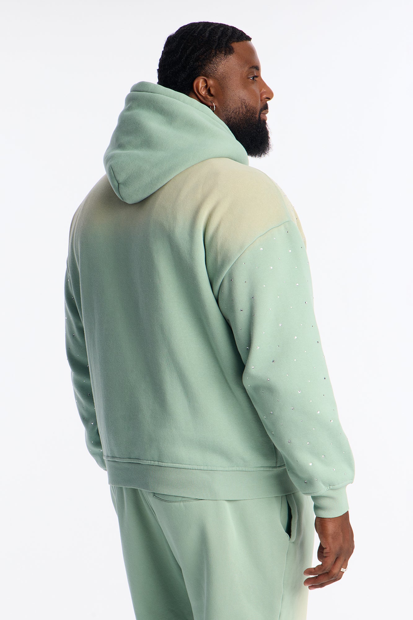 Run Them Rhinestones Oversized Hoodie - Sage