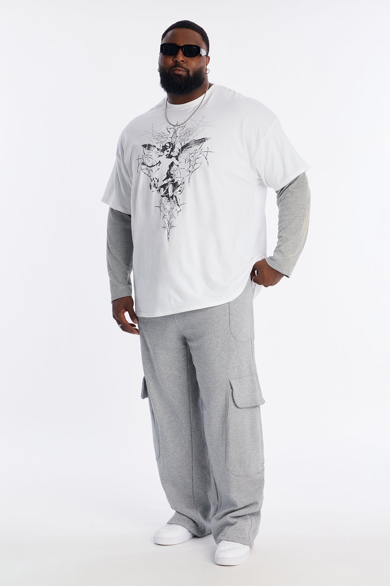 Angelic Thermal Twofer Tee - White/combo