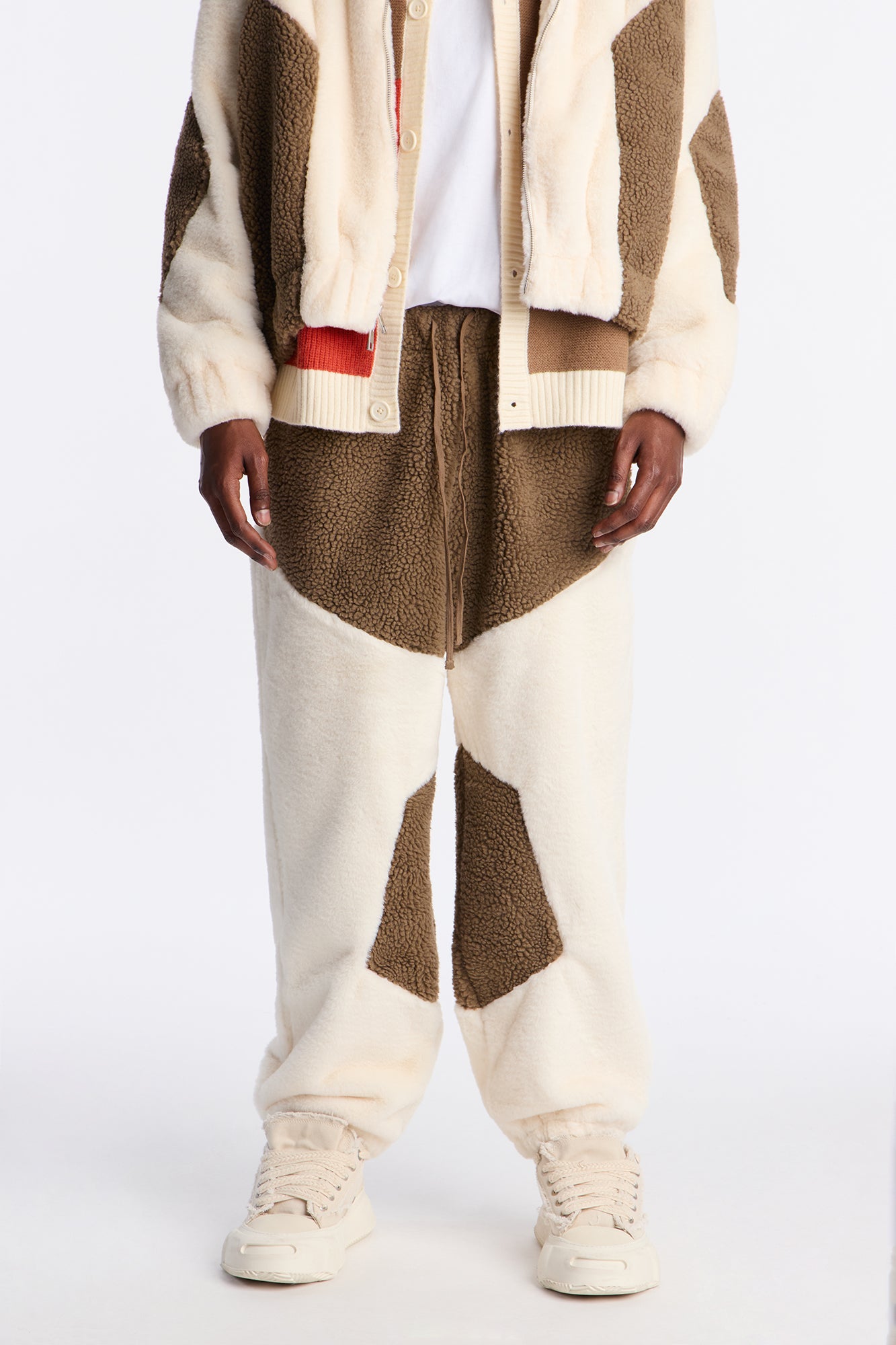 Baggy Cozy Peak Faux Fur Paneled Pant - Brown