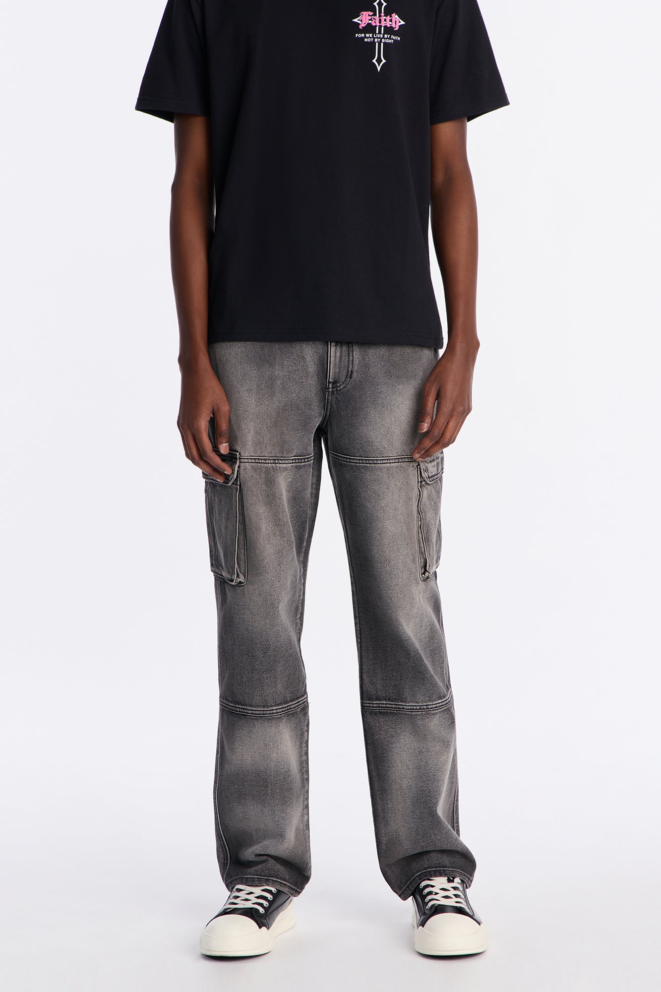 Straight Dirty Cargo Jean - Black Wash