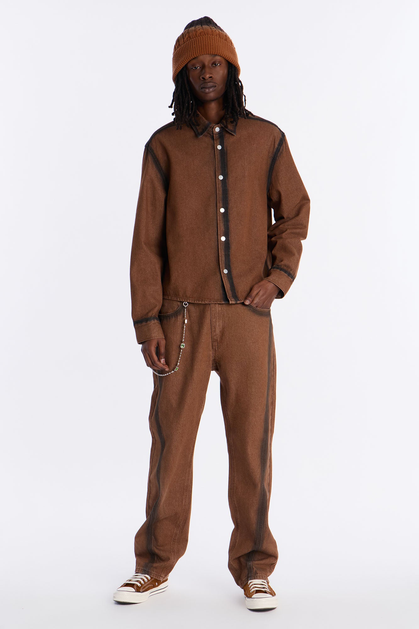 Highland Park Drift Button Up - Brown Combo