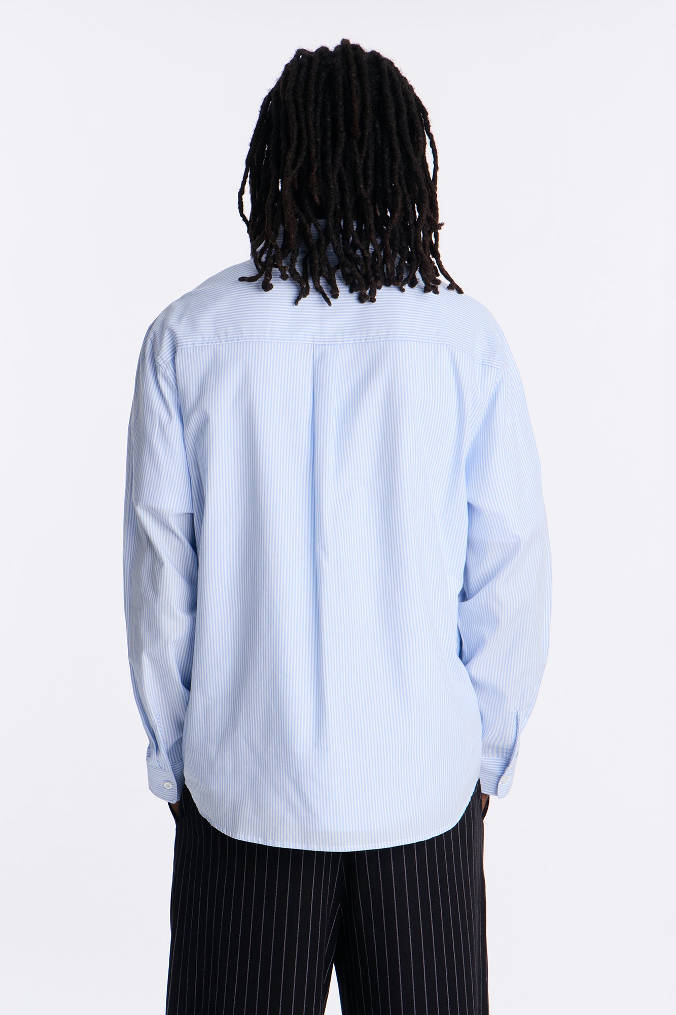Relaxed Trenzado Striped Button Up Shirt - Light Blue