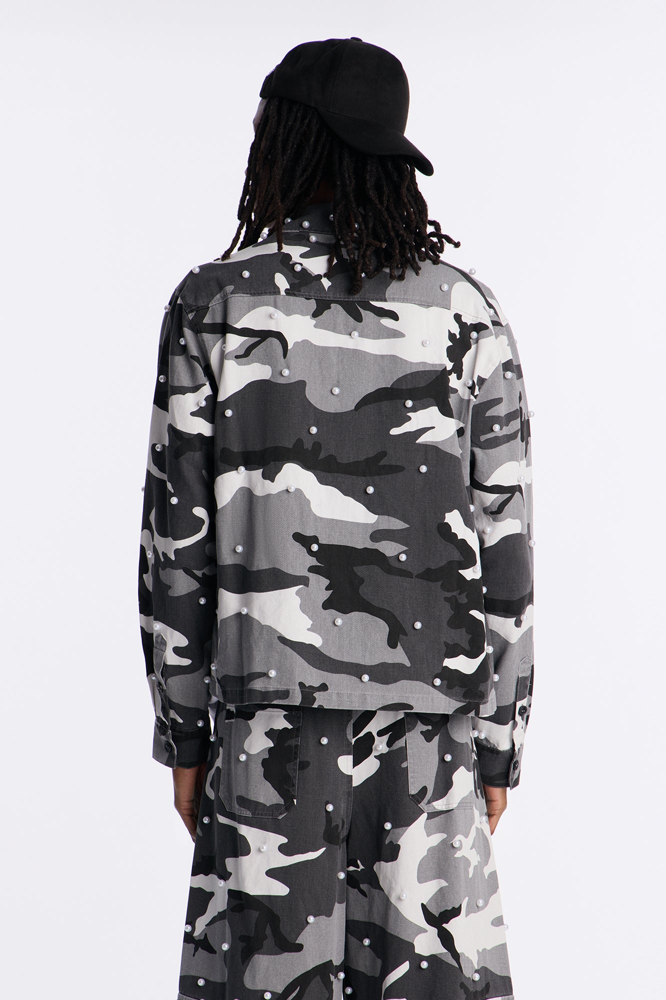 Pearl Wildin Camo Button Up Shirt - Black