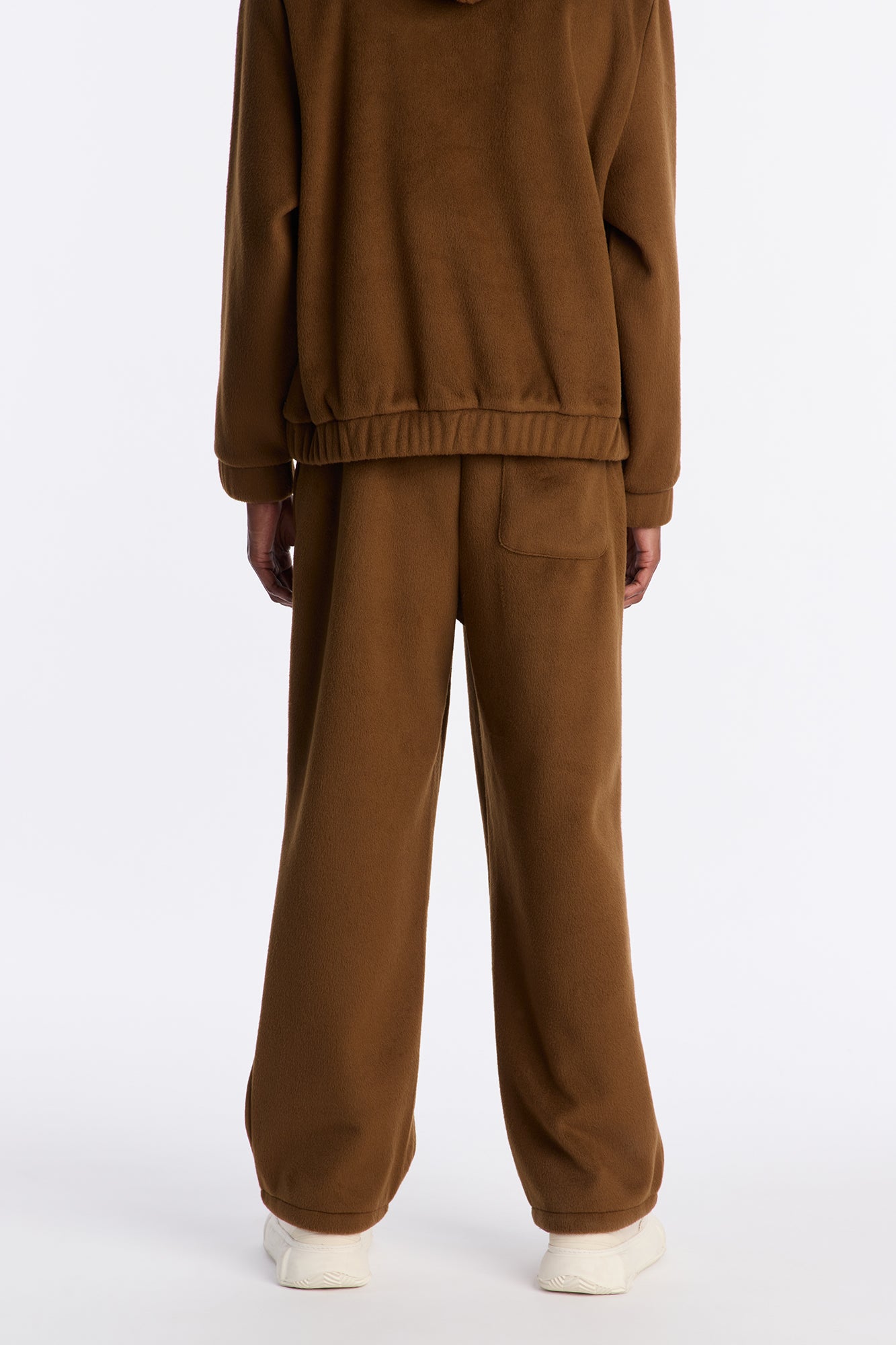 Fuzzy Textured Premium Straight Pants - Brown