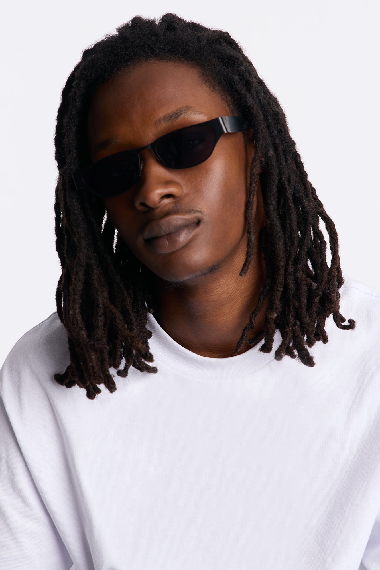 Slim Oval Matte Metal Frame Sunglasses - Black