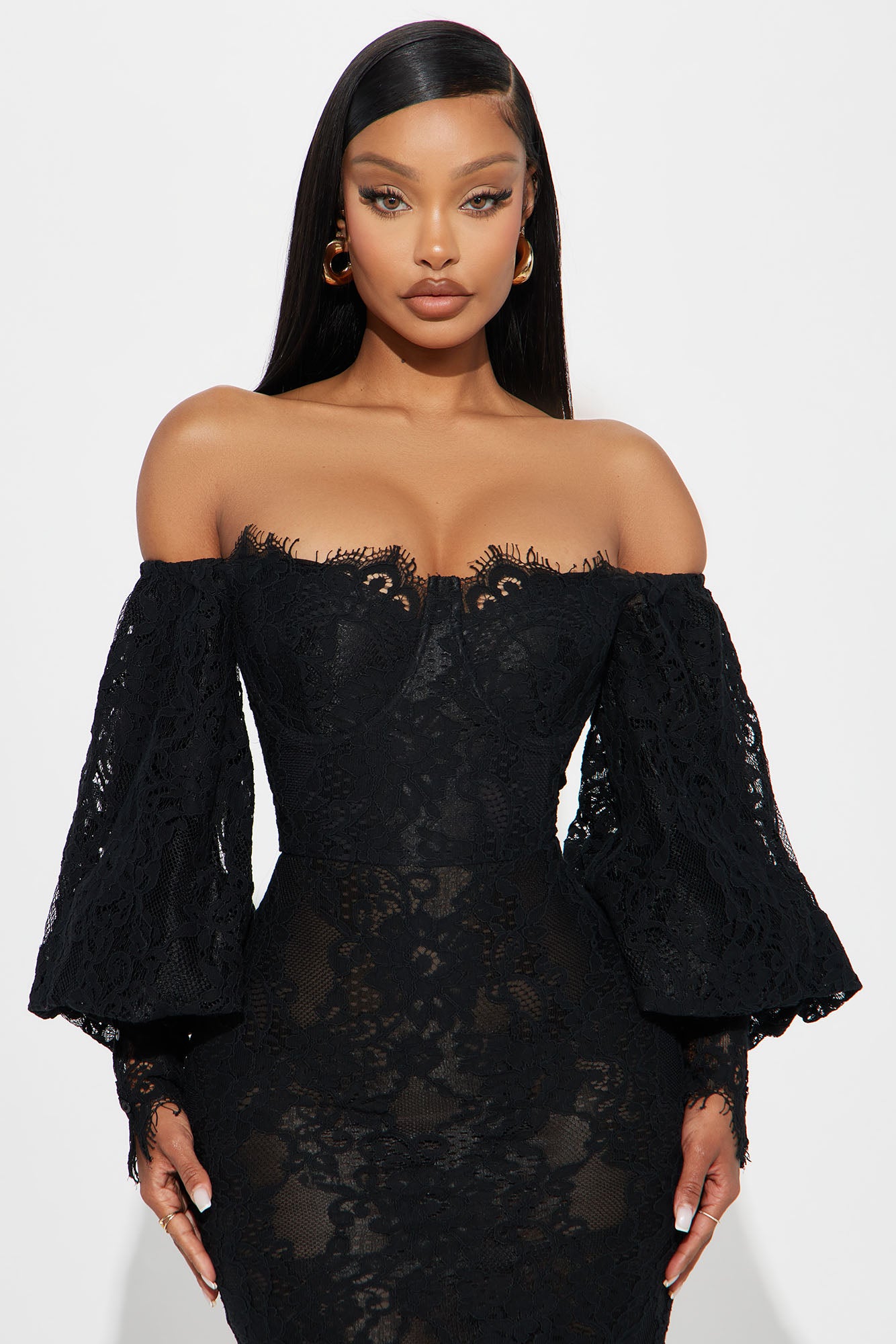Natalia Lace Maxi Dress - Black