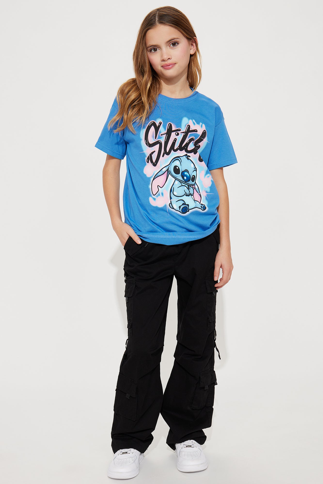 Mini Stitch Airbrush T-Shirt - Light Blue