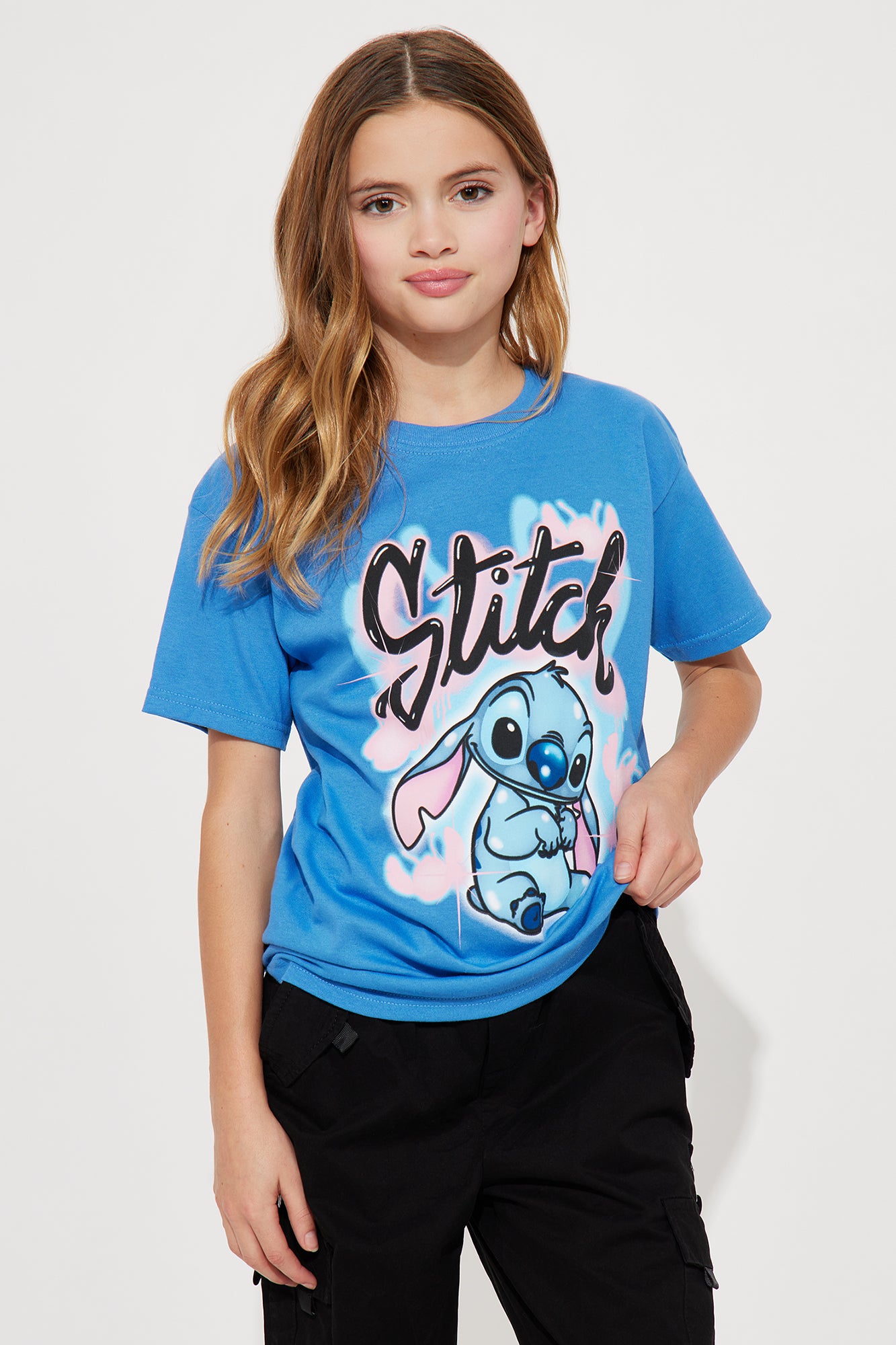 Mini Stitch Airbrush T-Shirt - Light Blue