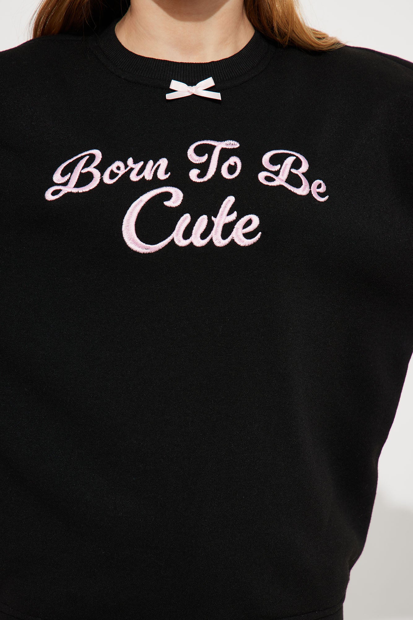 Mini Born To Be Cute Crew Neck Sweatshirt - Black
