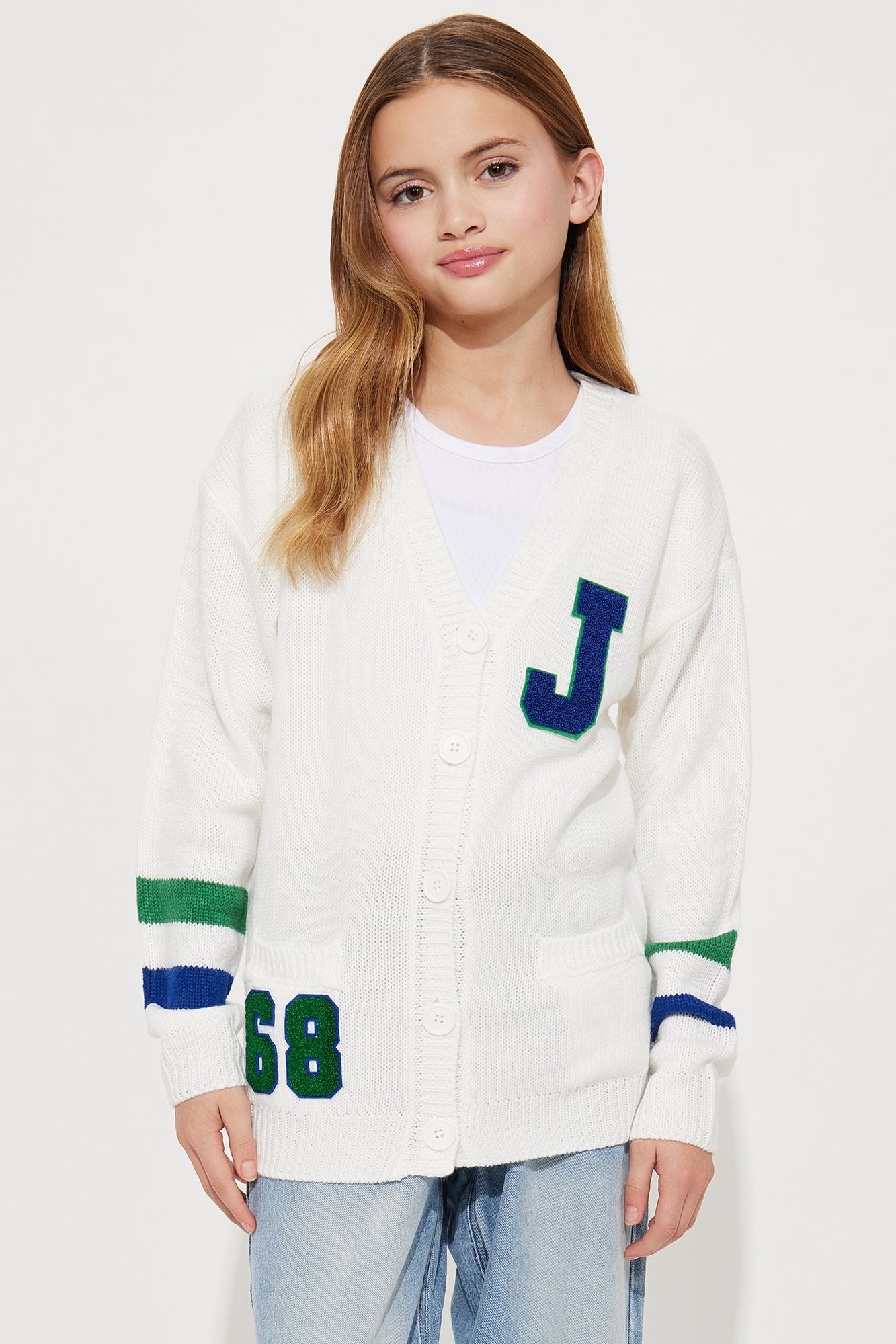 Mini Book Smart Cardigan - Ivory/combo