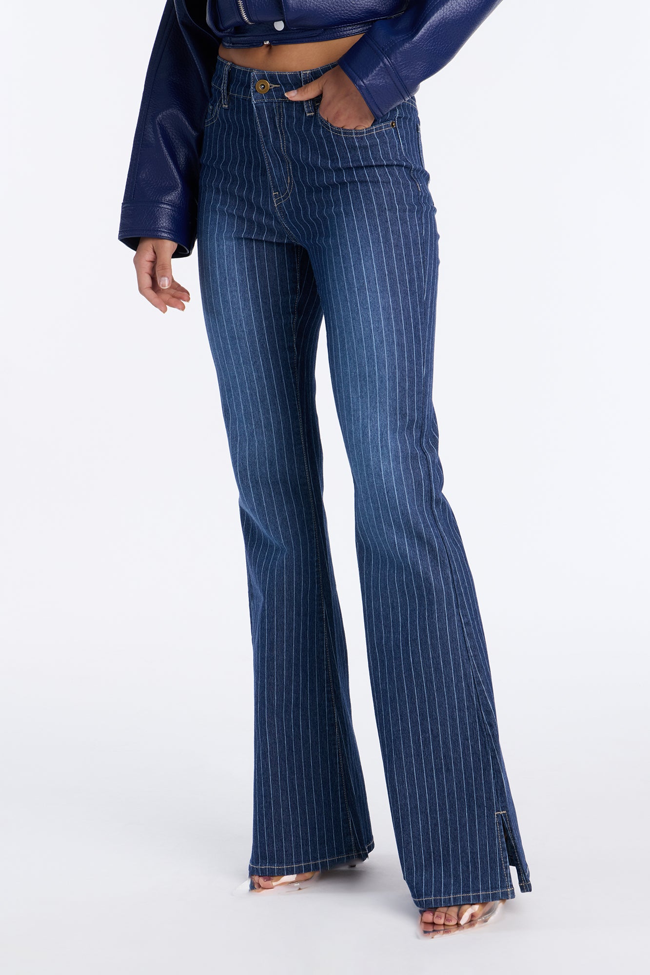 Sailor Stripe Stetch Flare Jeans - Dark Wash