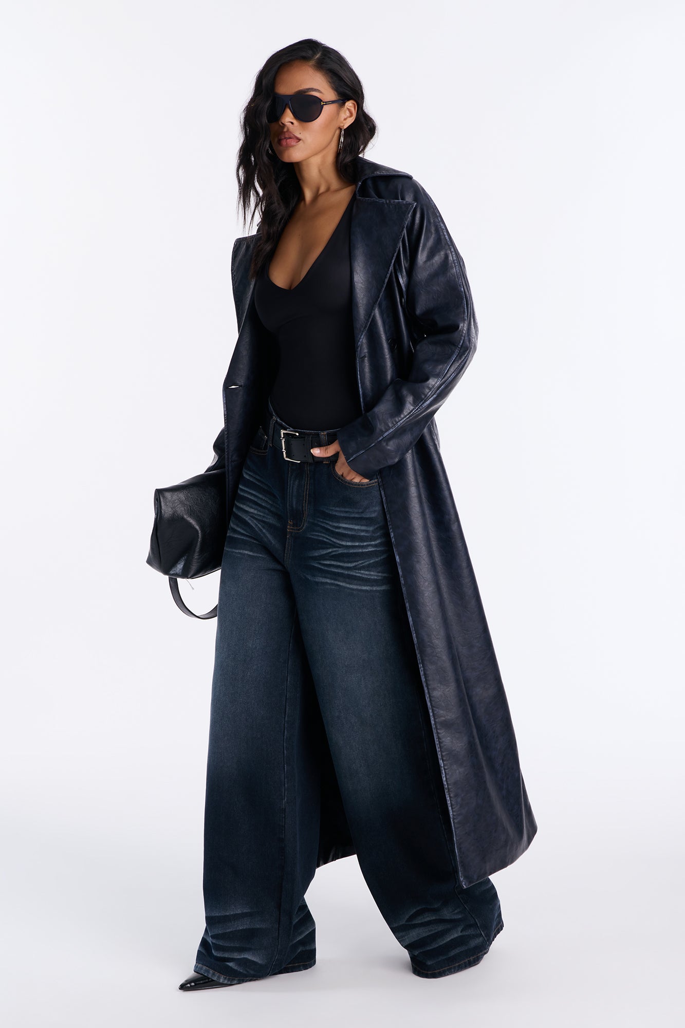 Charleston Baggy Wide Leg Jeans - Dark Wash