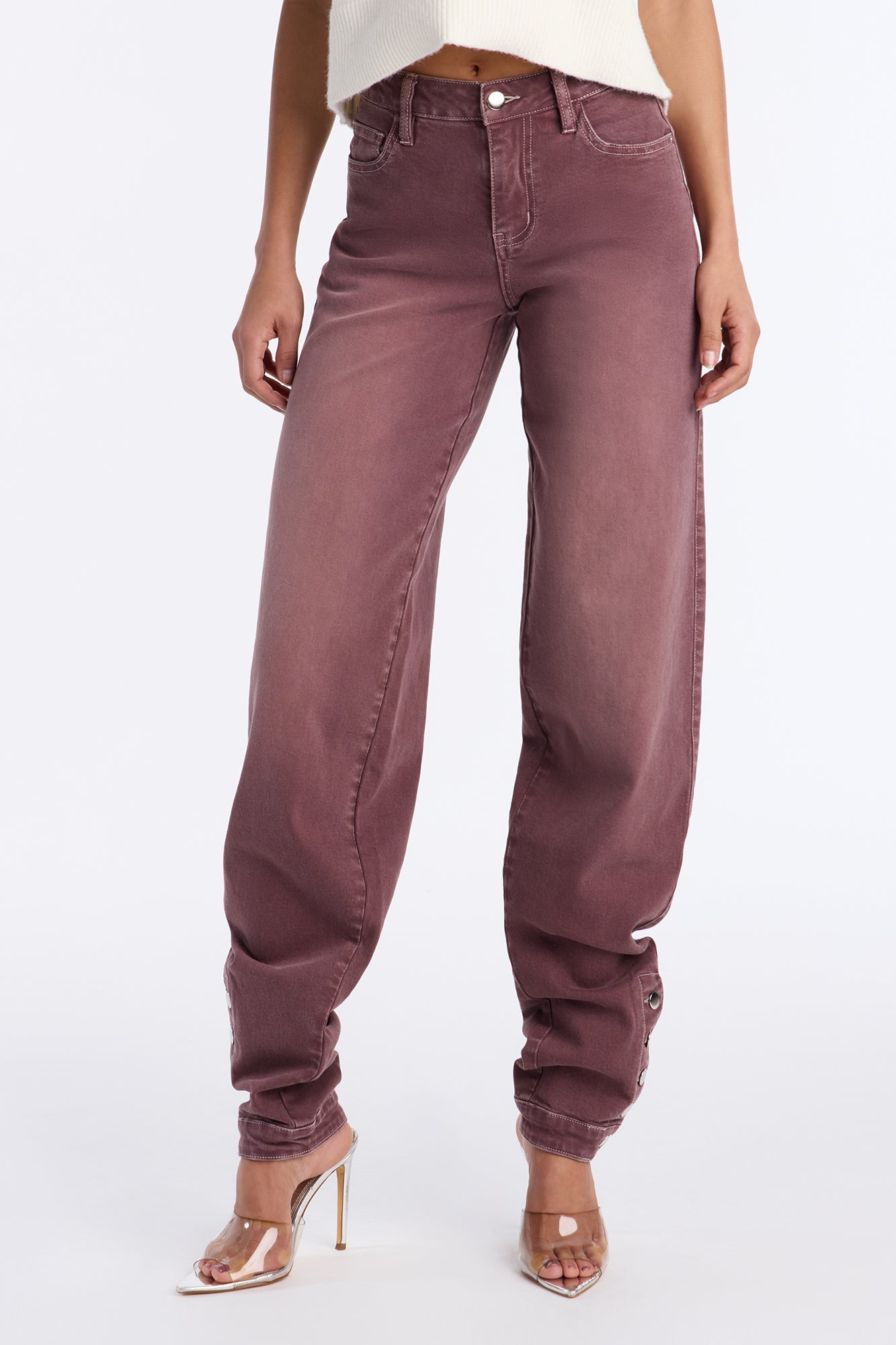 Sienna Stacked Straight Leg Jeans - Plum