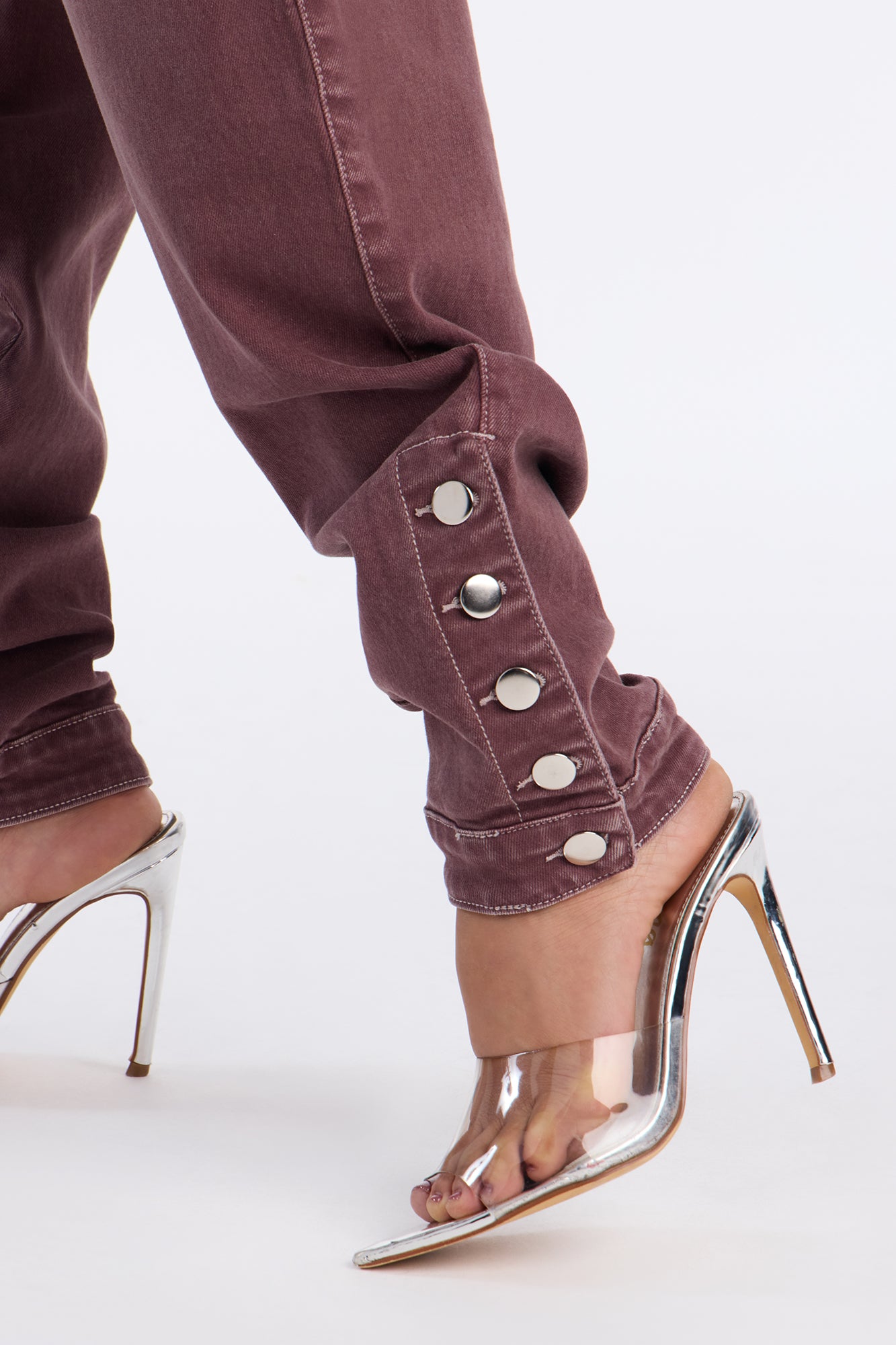 Sienna Stacked Straight Leg Jeans - Plum