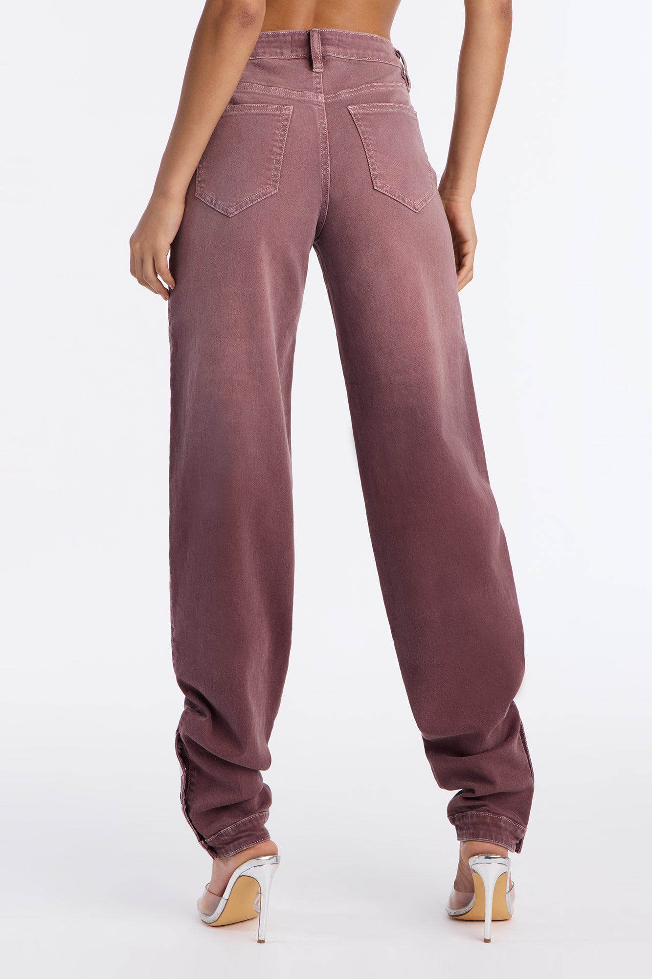 Sienna Stacked Straight Leg Jeans - Plum
