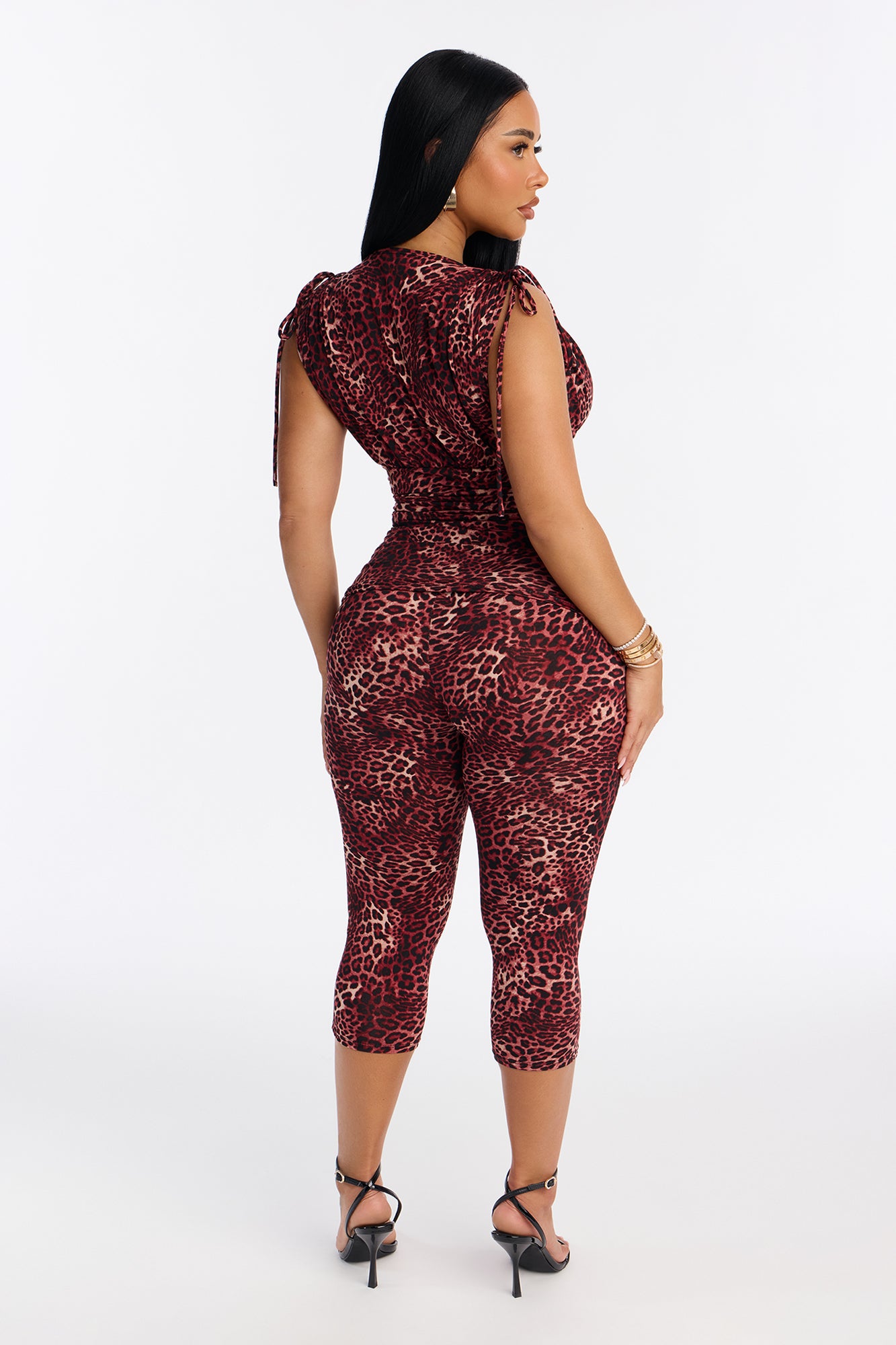 Rosalia Leopard Capri Jumpsuit - Red