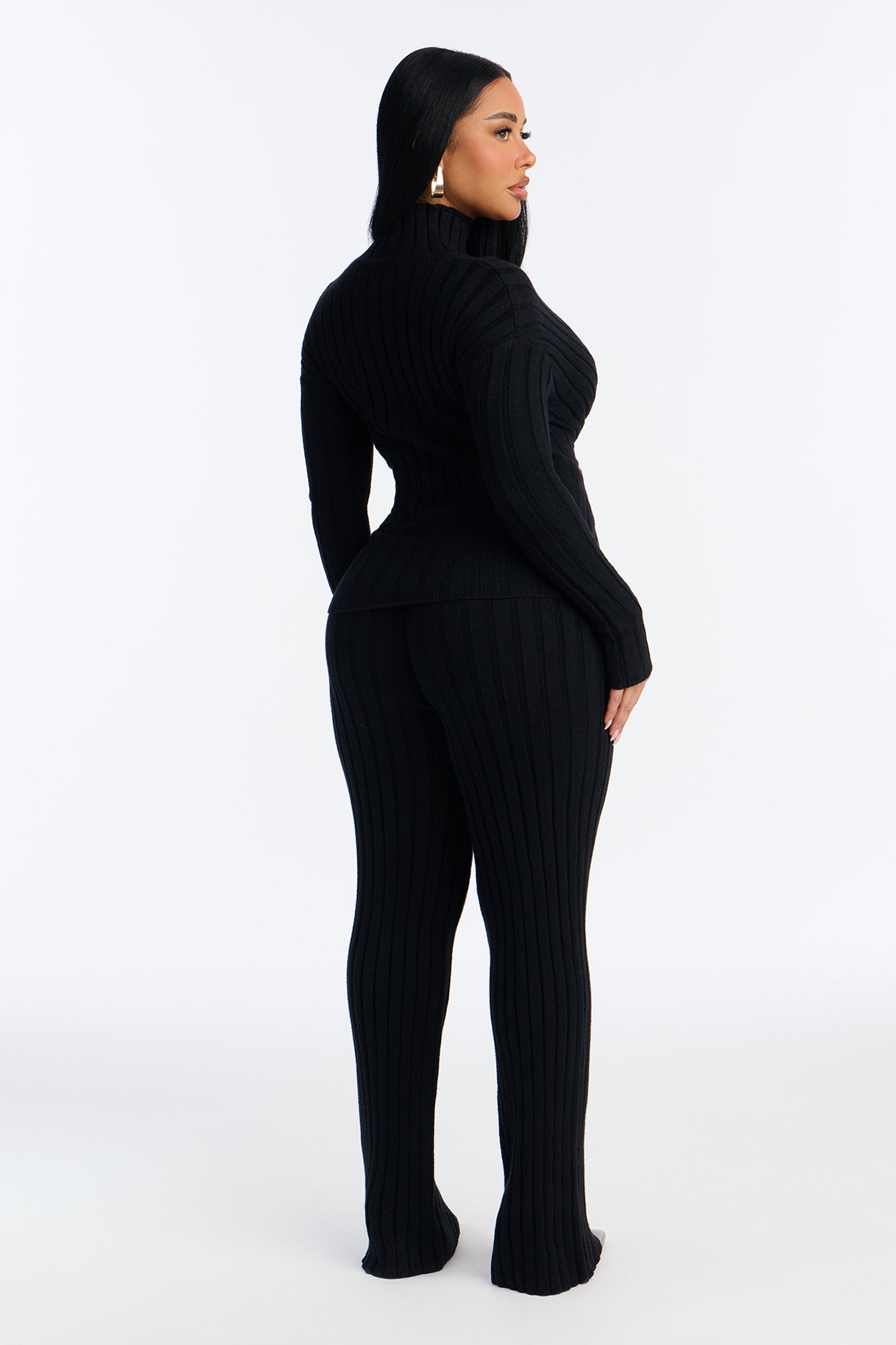 Klara Sweater Turtle Neck Pant Set - Black