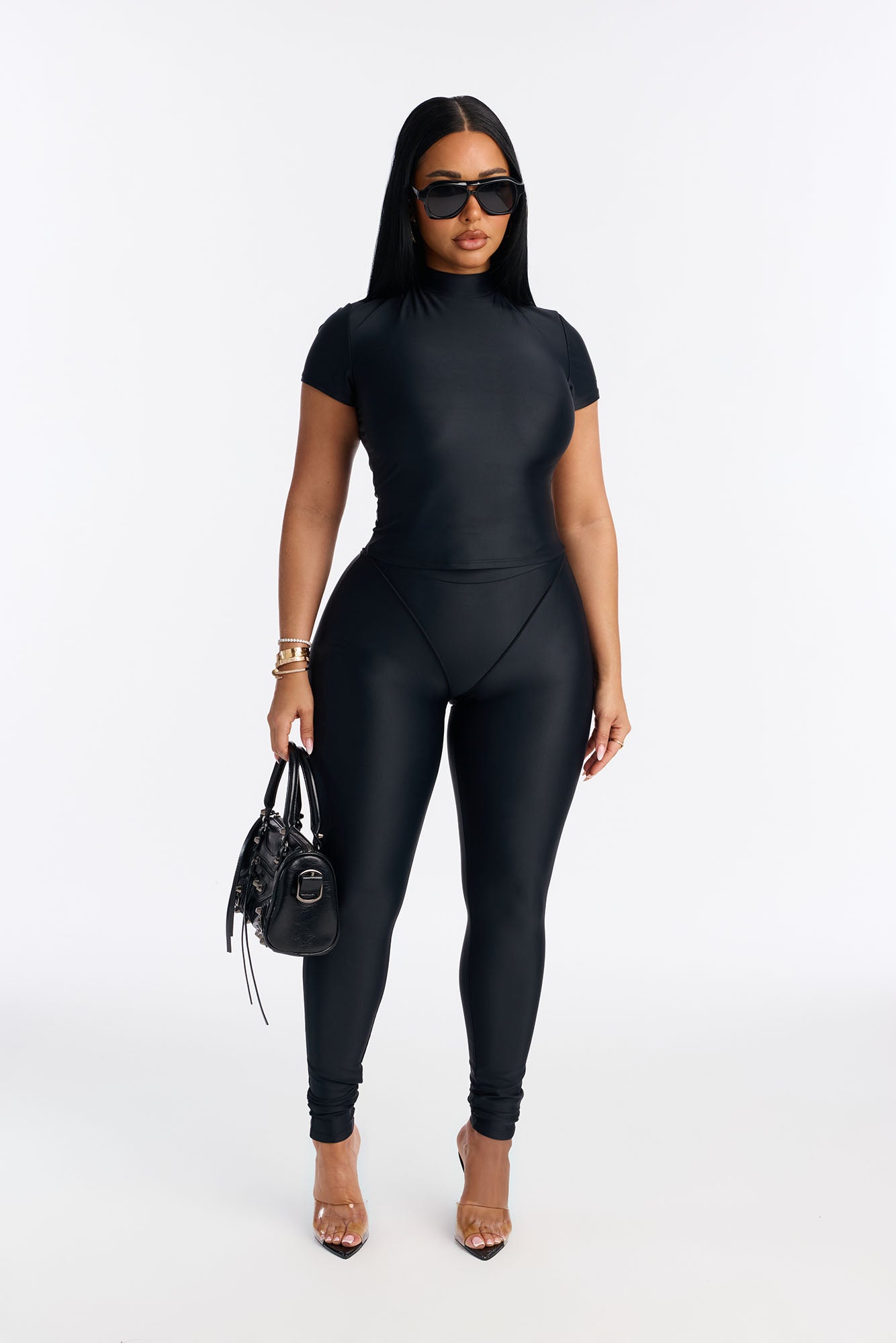 Isabelle High Neck Legging Set - Black