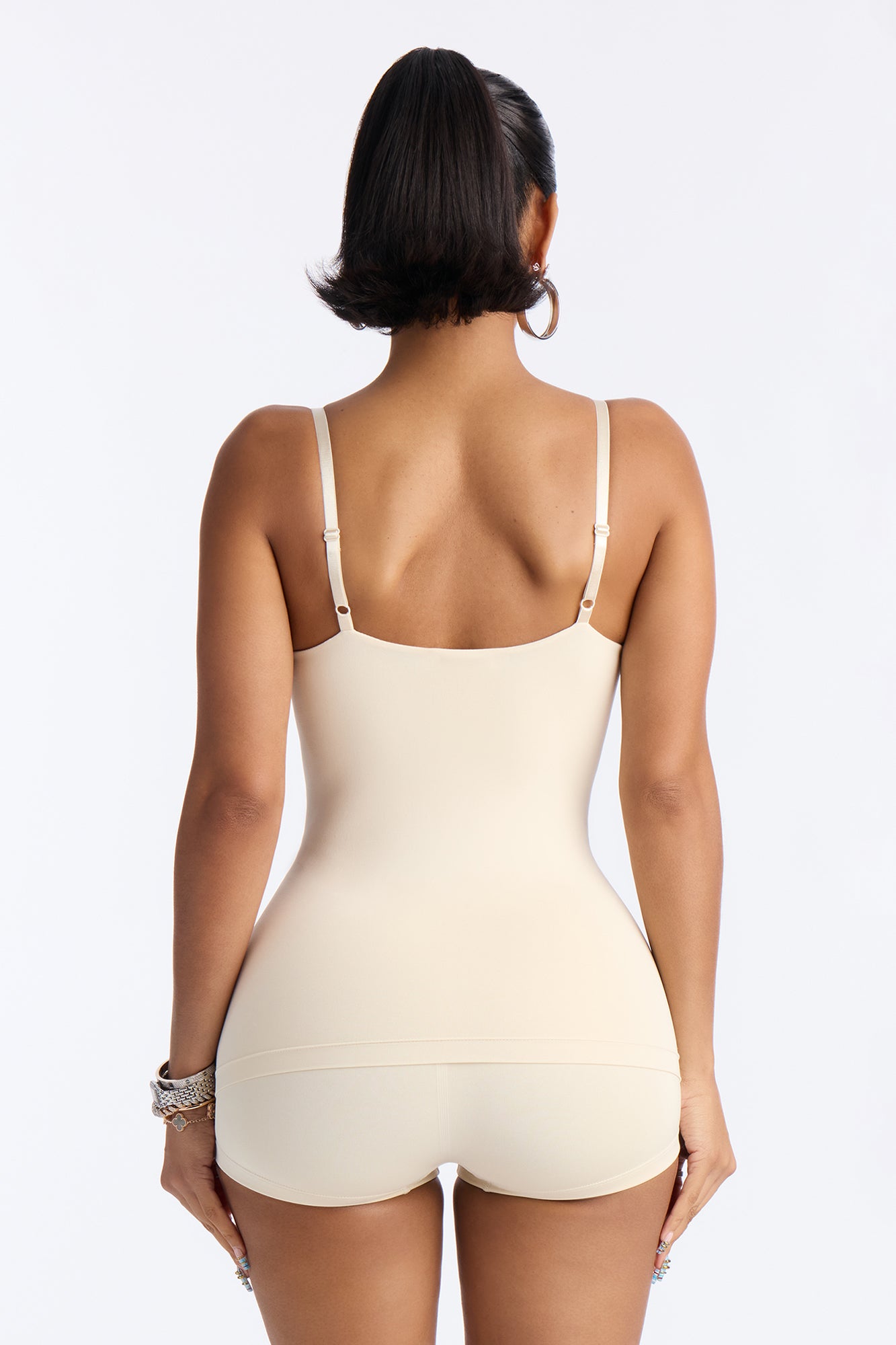 Seamless Smooth Double Lined Scoop Neck Cami Top - Bone